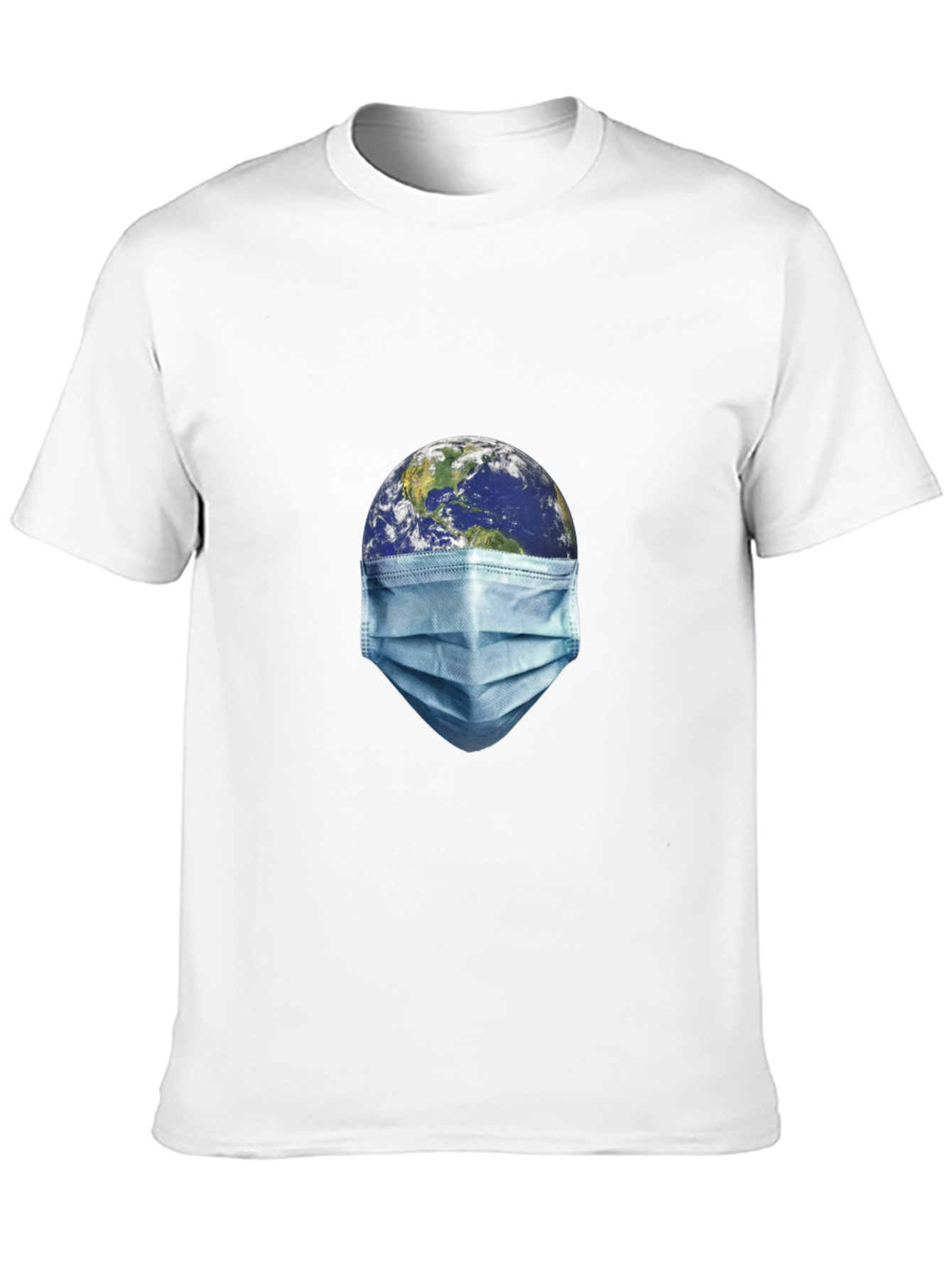 Earth Wearing Mask Black Graphic T-Shirt