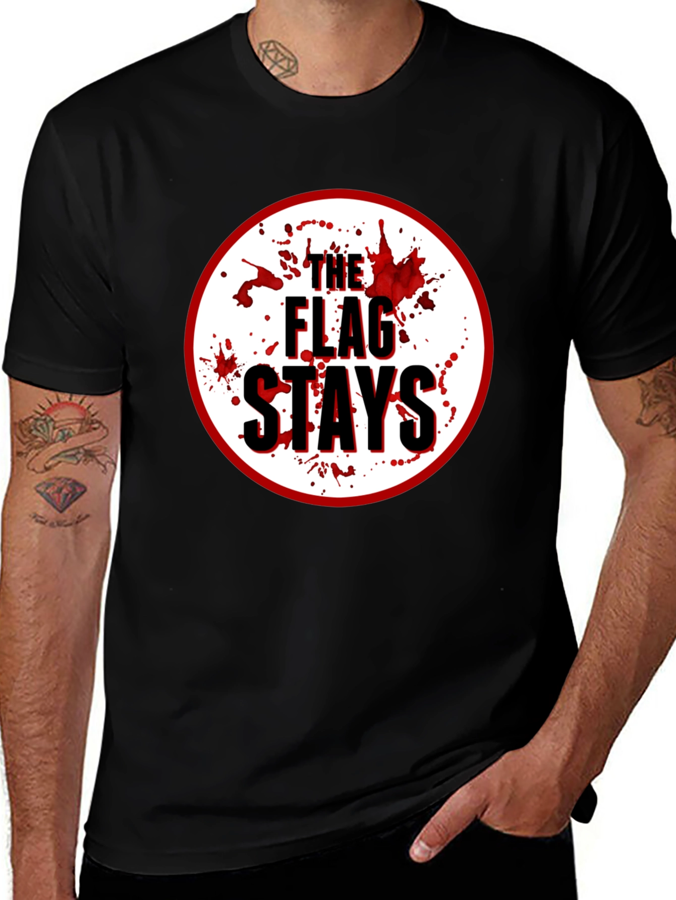 The Flag Stays Graphic Print Black T-Shirt