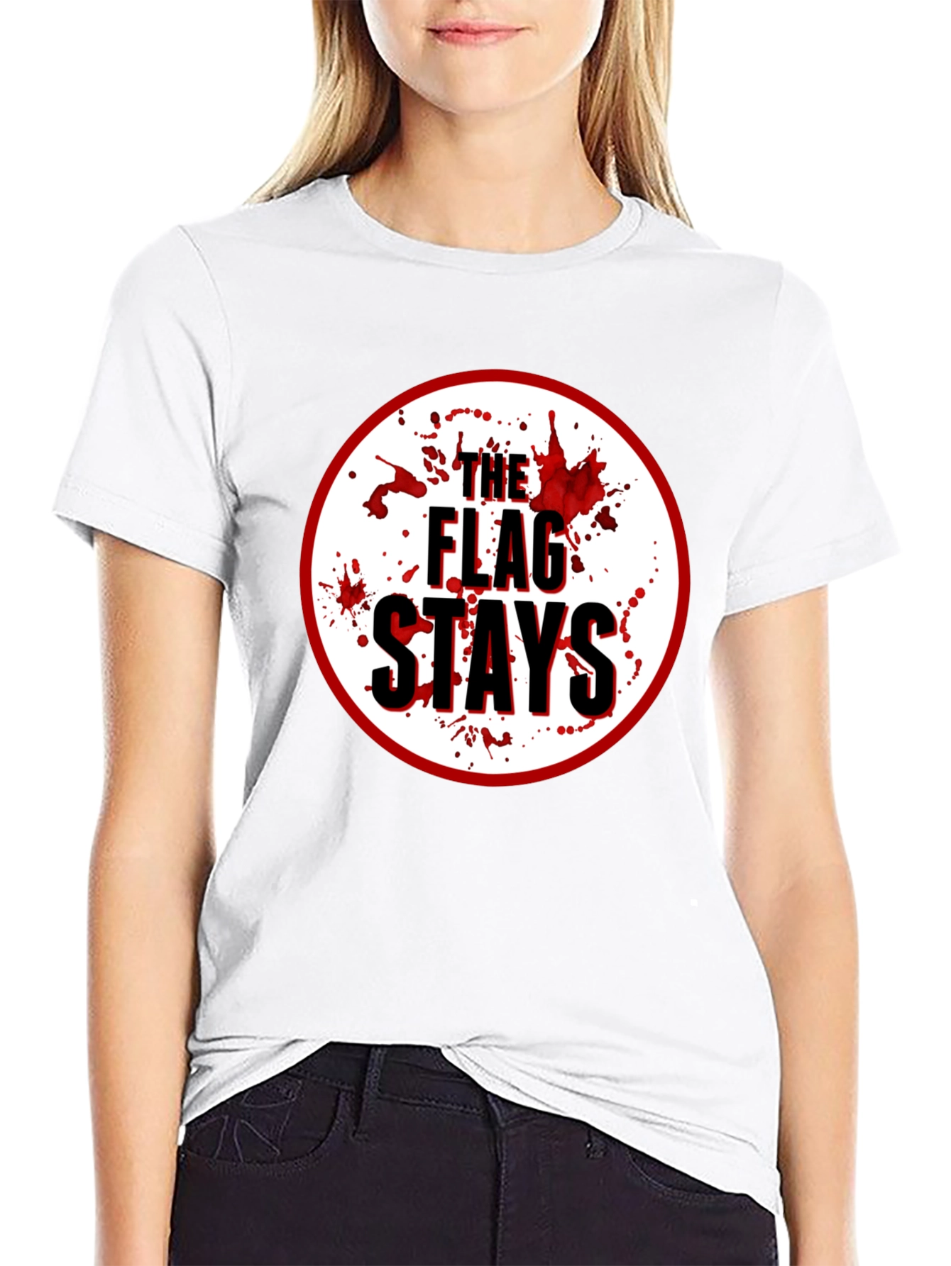 The Flag Stays Graphic Print Black T-Shirt