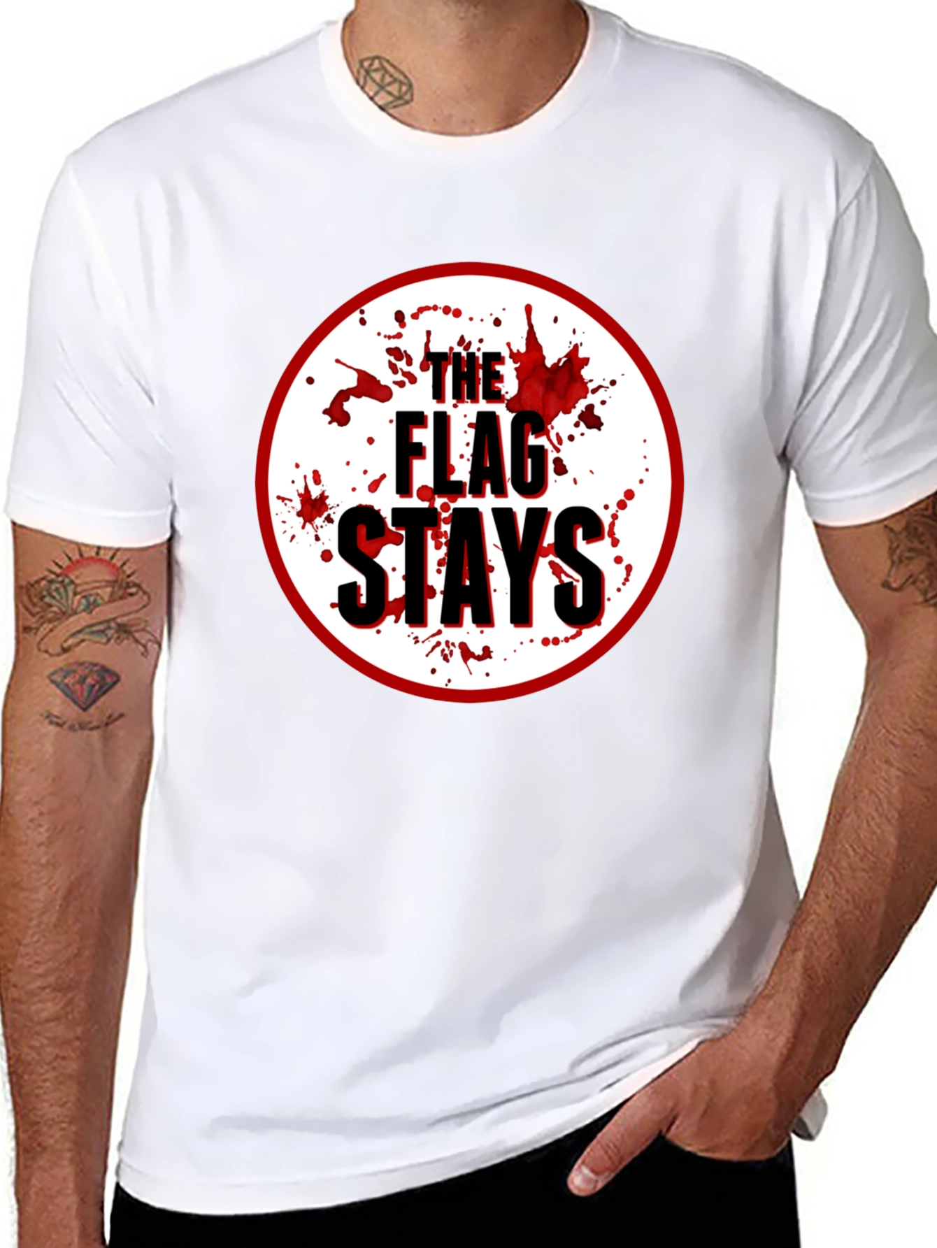The Flag Stays Graphic Print Black T-Shirt