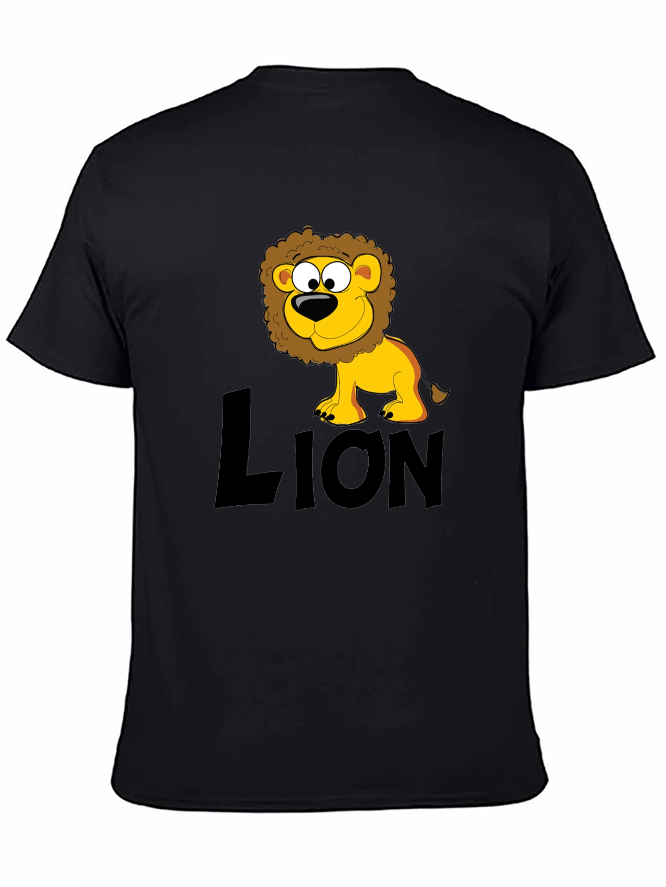 Lion Cartoon Black T-Shirt