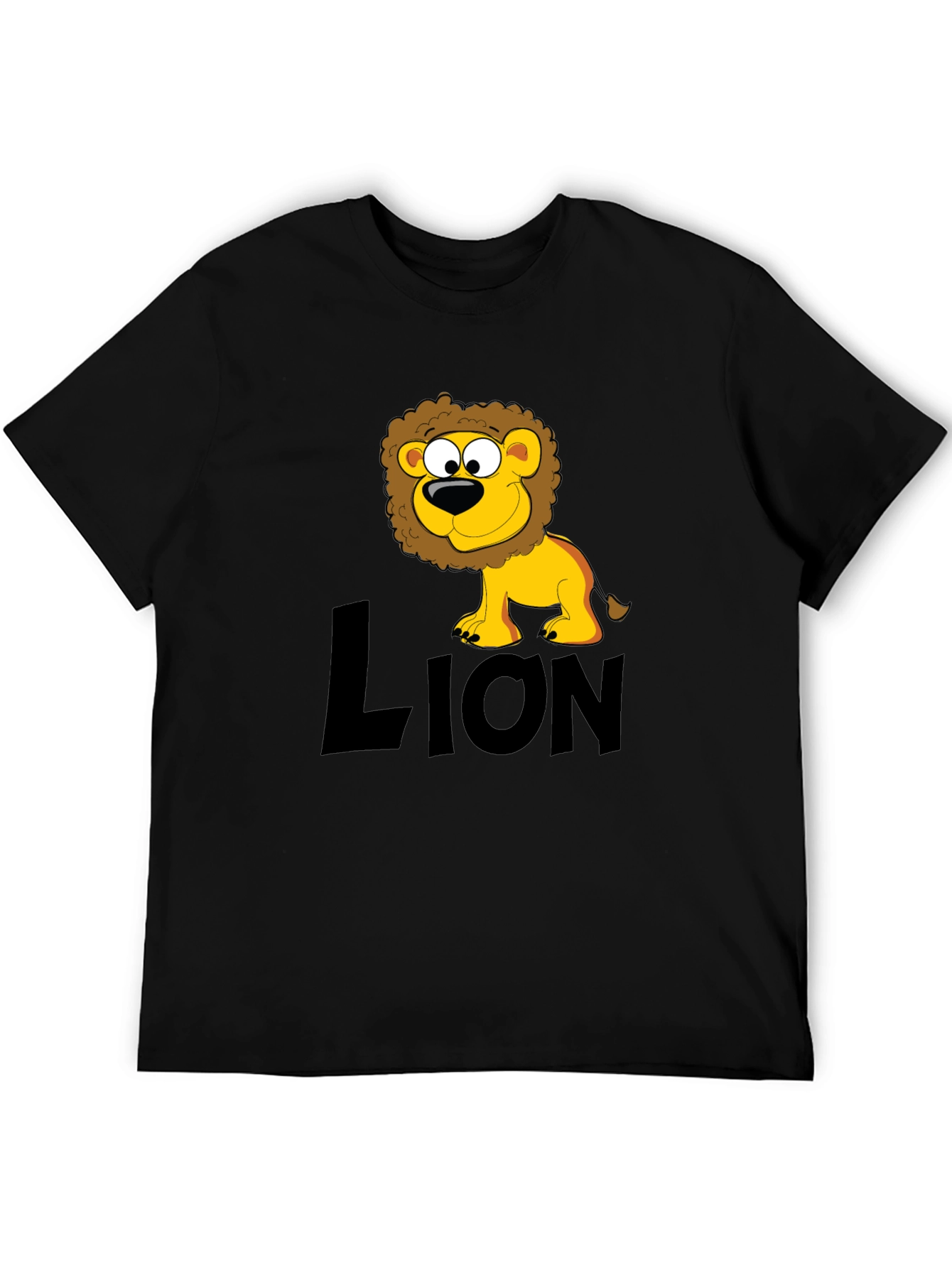 Lion Cartoon Black T-Shirt