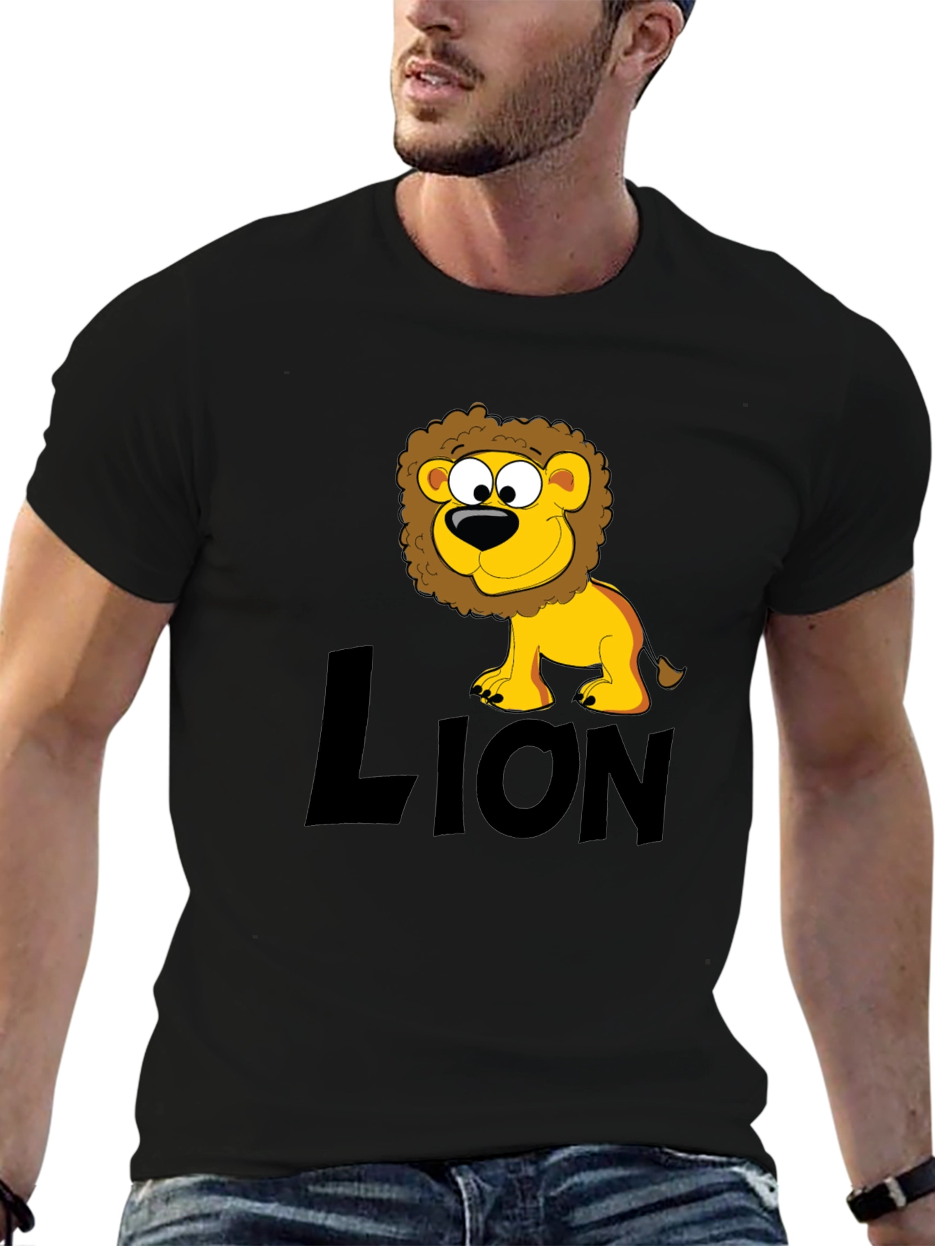 Lion Cartoon Black T-Shirt