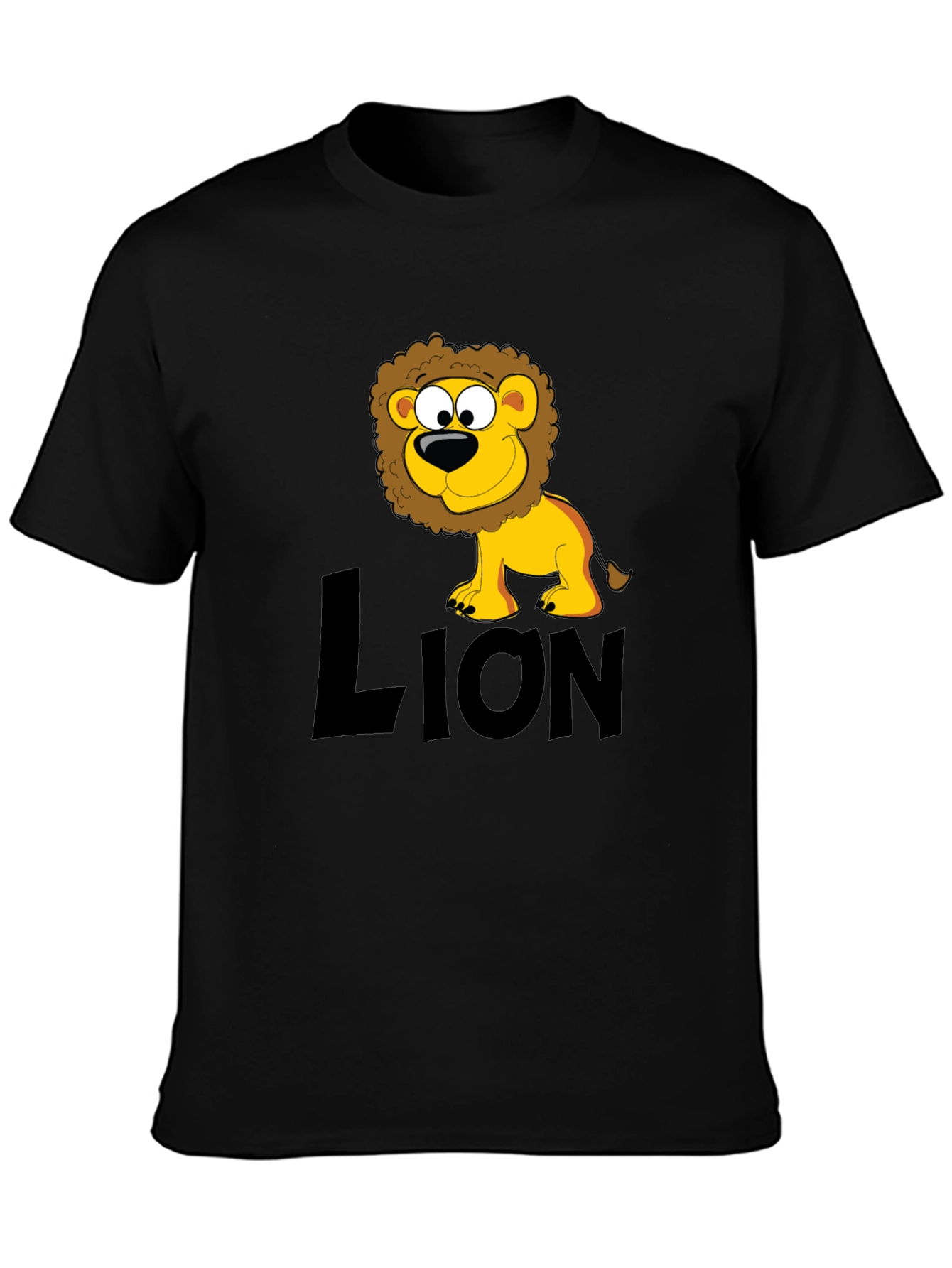 Lion Cartoon Black T-Shirt
