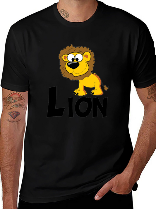 Lion Cartoon Black T-Shirt