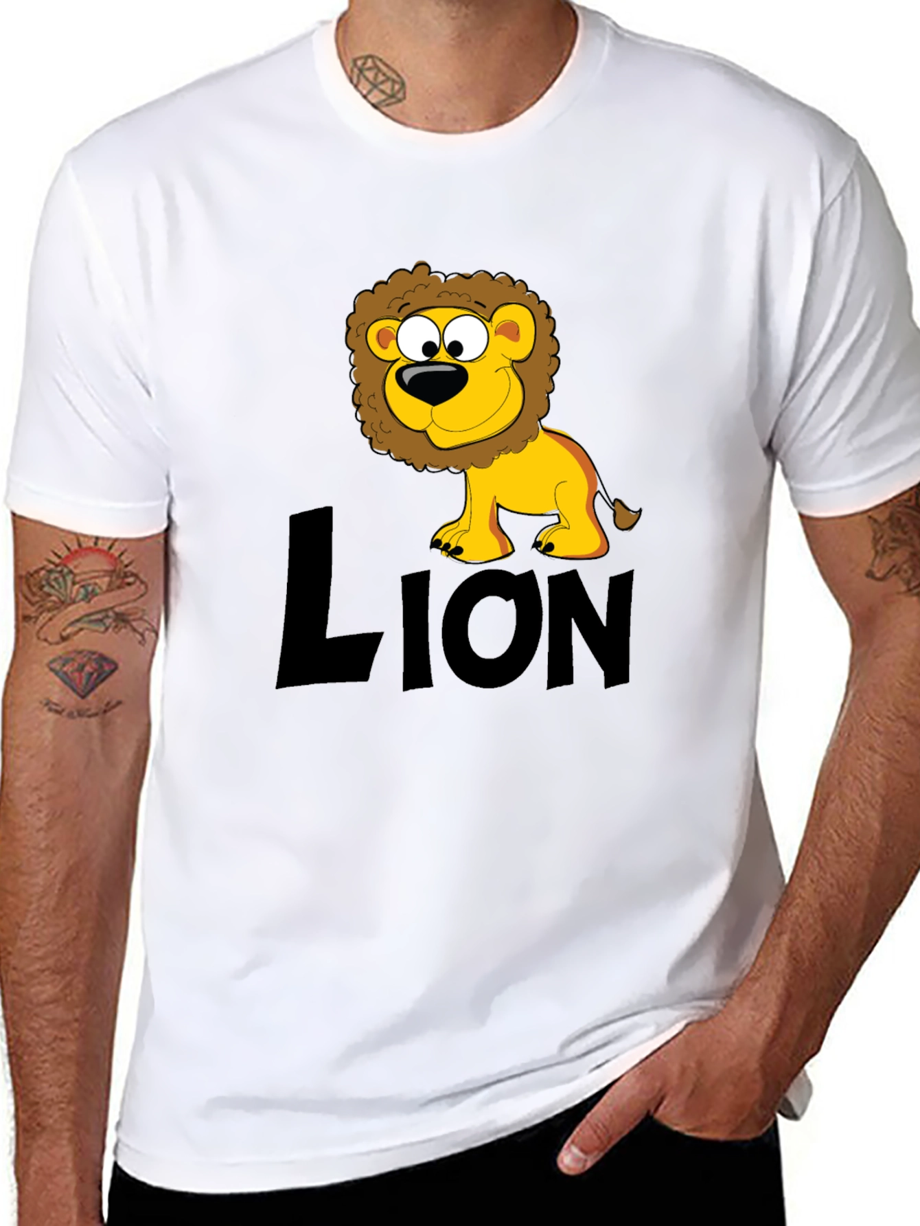 Lion Cartoon Black T-Shirt