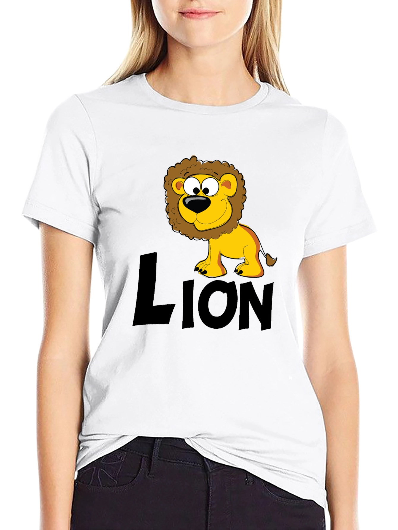 Lion Cartoon Black T-Shirt