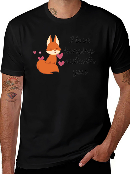 Cute Fox I Love Hanging Out With You Graphic Tee
