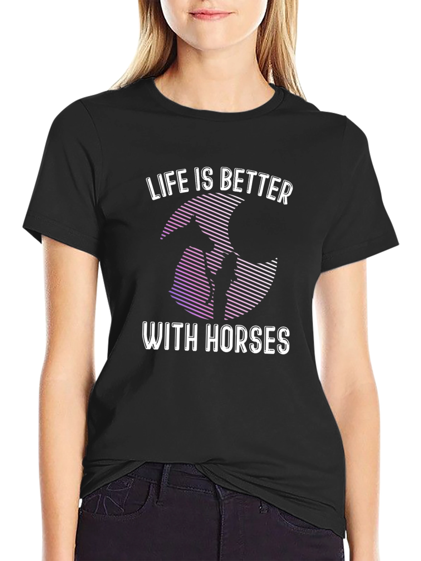 Life is Better with Horses T-Shirt - Black