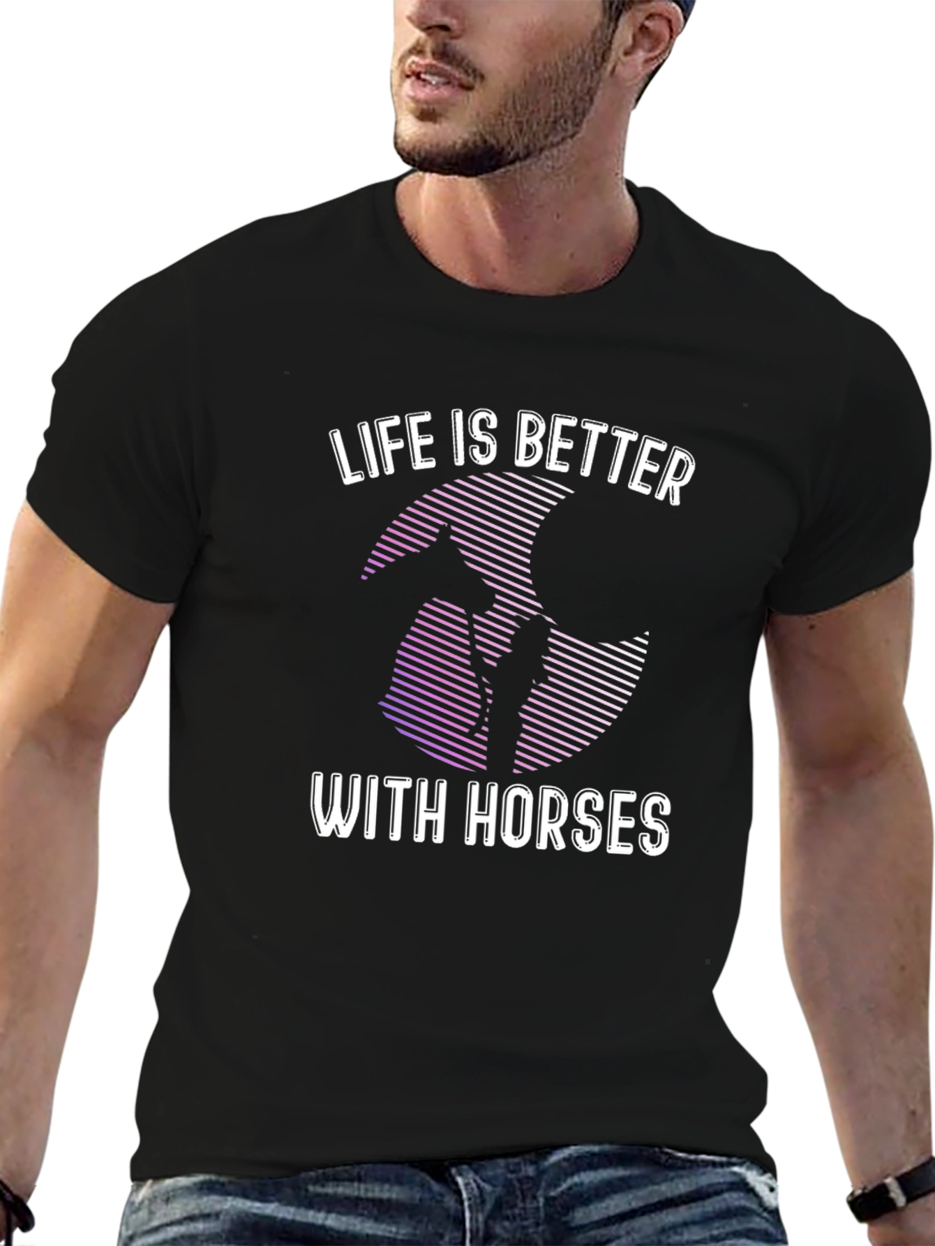 Life is Better with Horses T-Shirt - Black