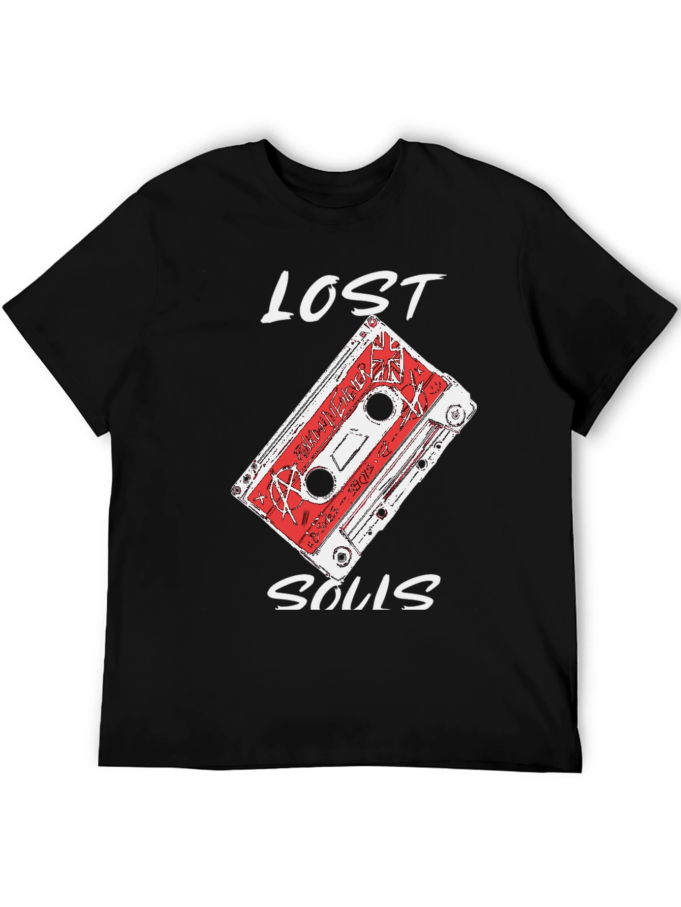 Lost Souls Cassette Tape Graphic Tee - Black Cotton