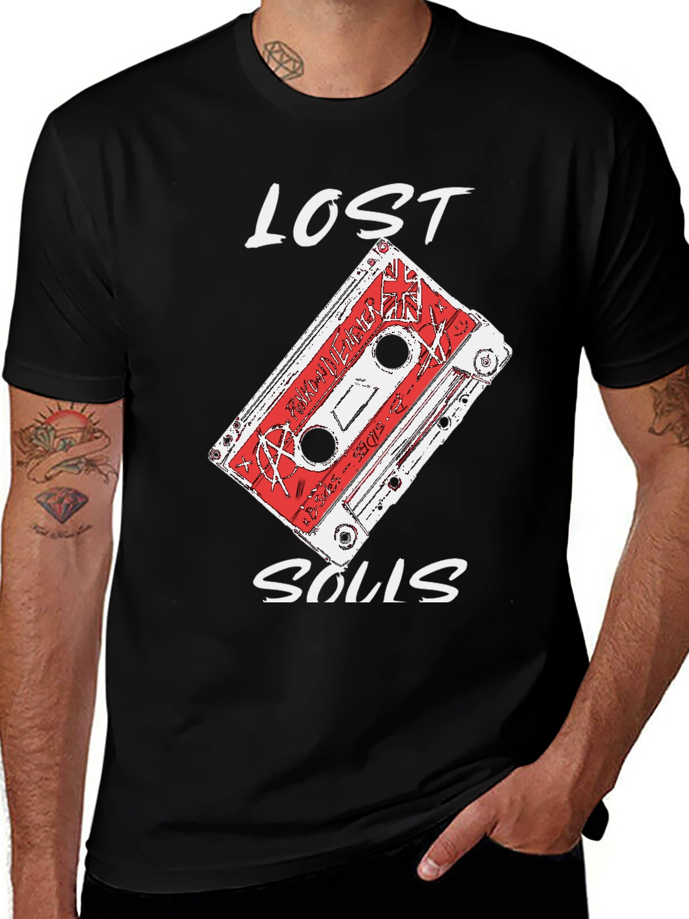 Lost Souls Cassette Tape Graphic Tee - Black Cotton
