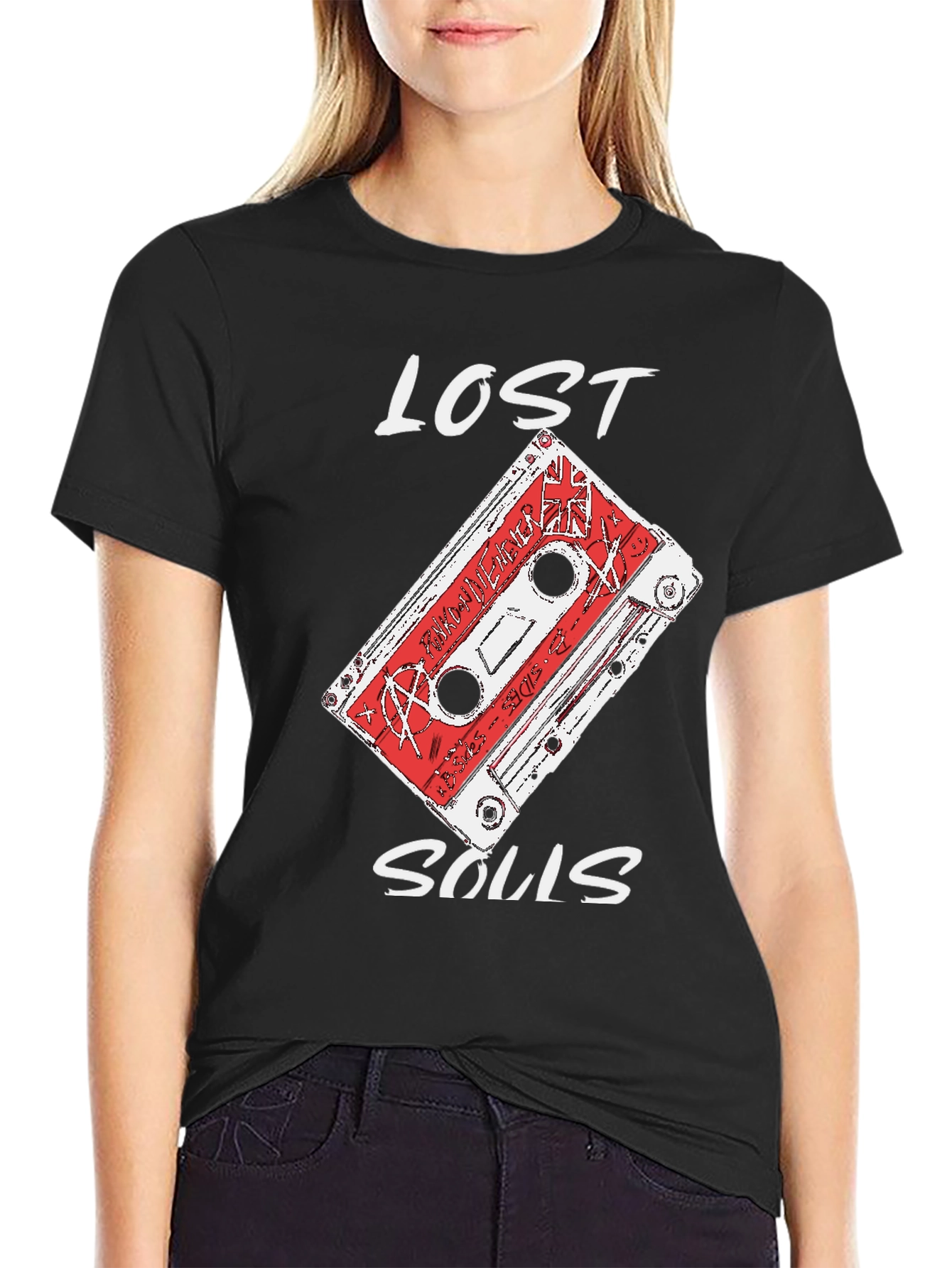 Lost Souls Cassette Tape Graphic Tee - Black Cotton