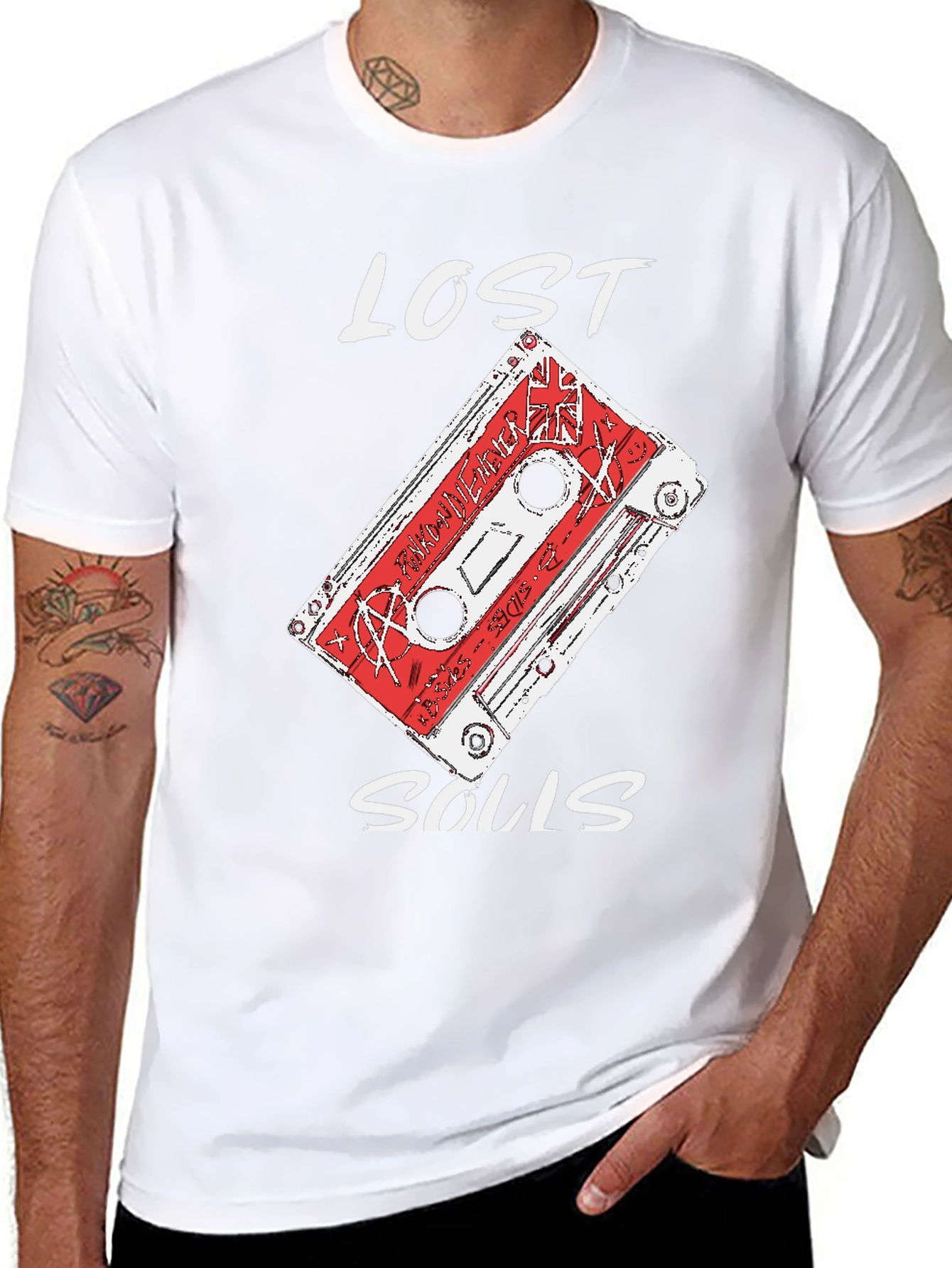 Lost Souls Cassette Tape Graphic Tee - Black Cotton