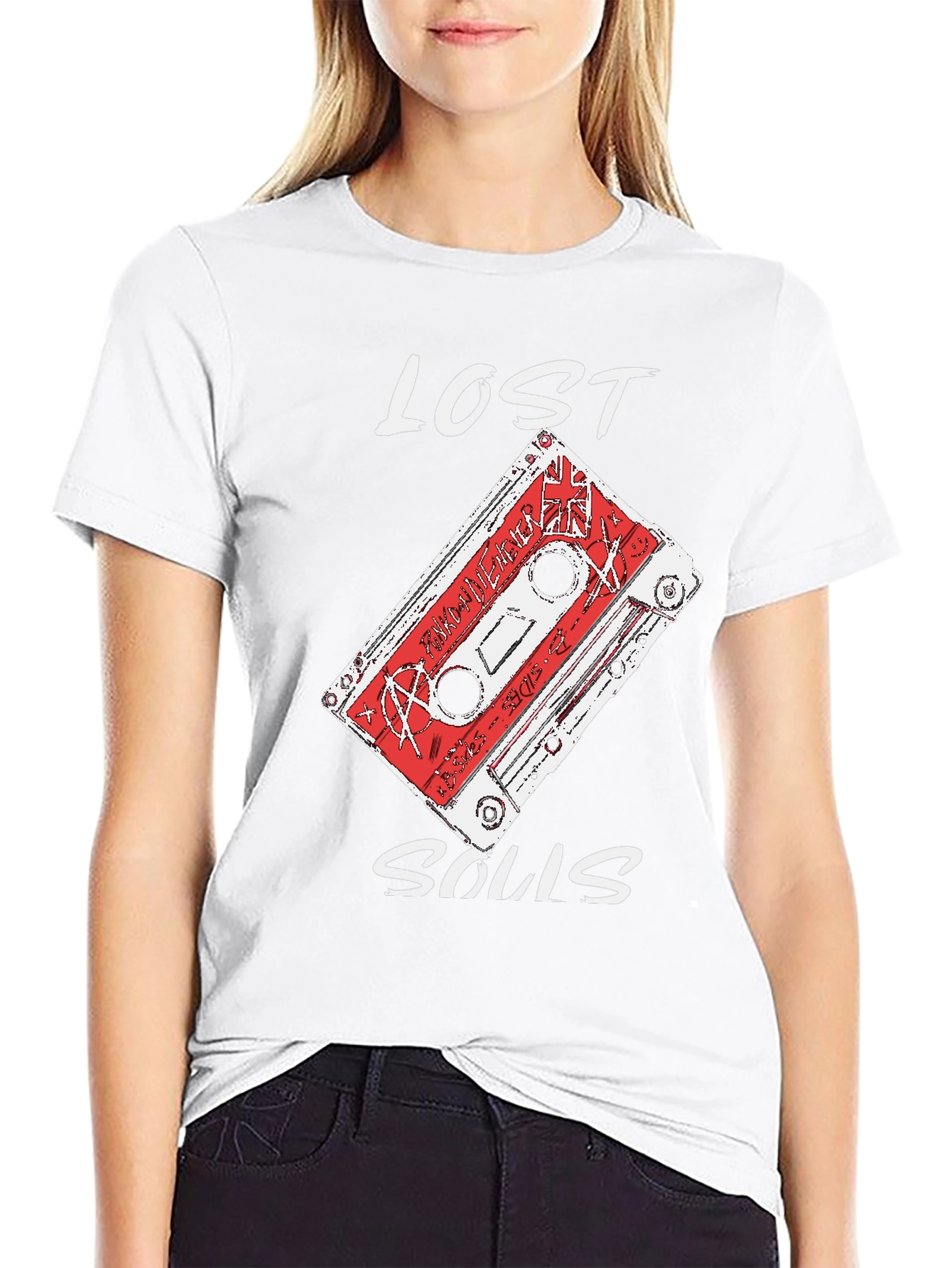 Lost Souls Cassette Tape Graphic Tee - Black Cotton