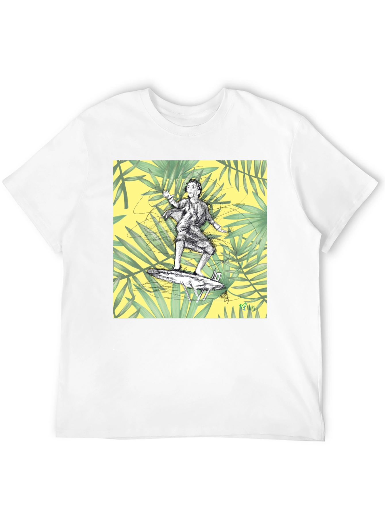 Surfing Graphic Tee - Black Cotton T-Shirt