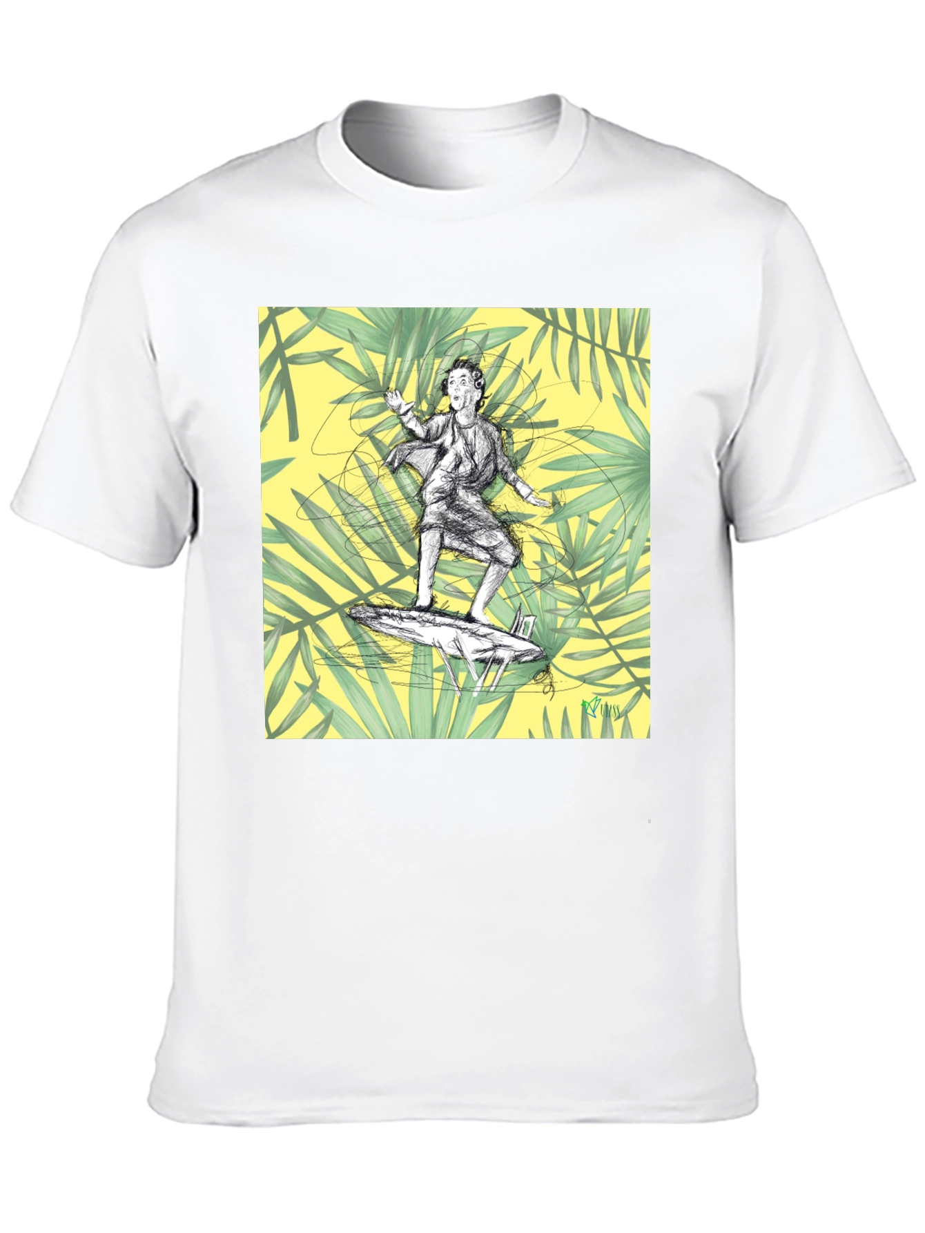 Surfing Graphic Tee - Black Cotton T-Shirt