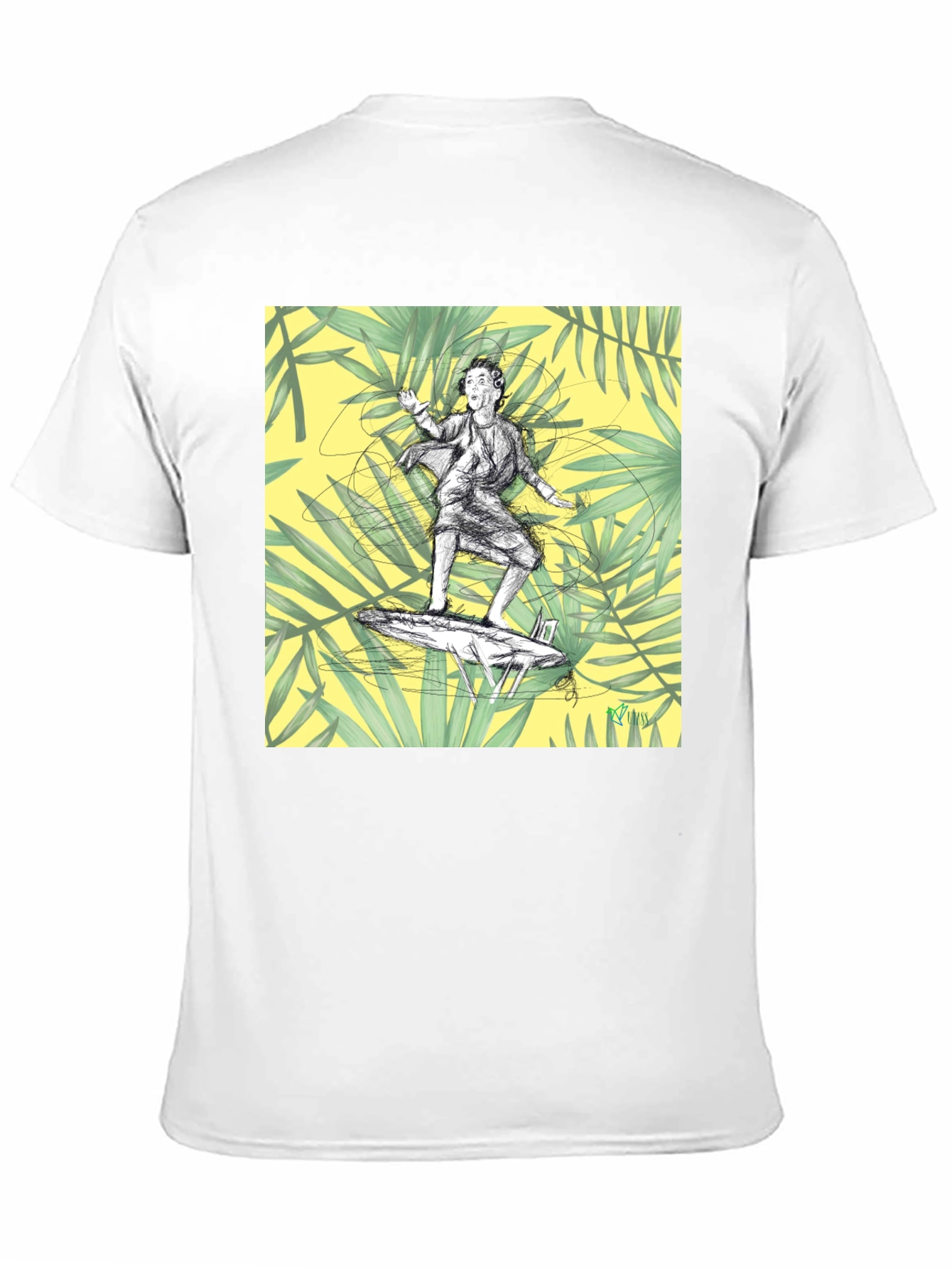Surfing Graphic Tee - Black Cotton T-Shirt