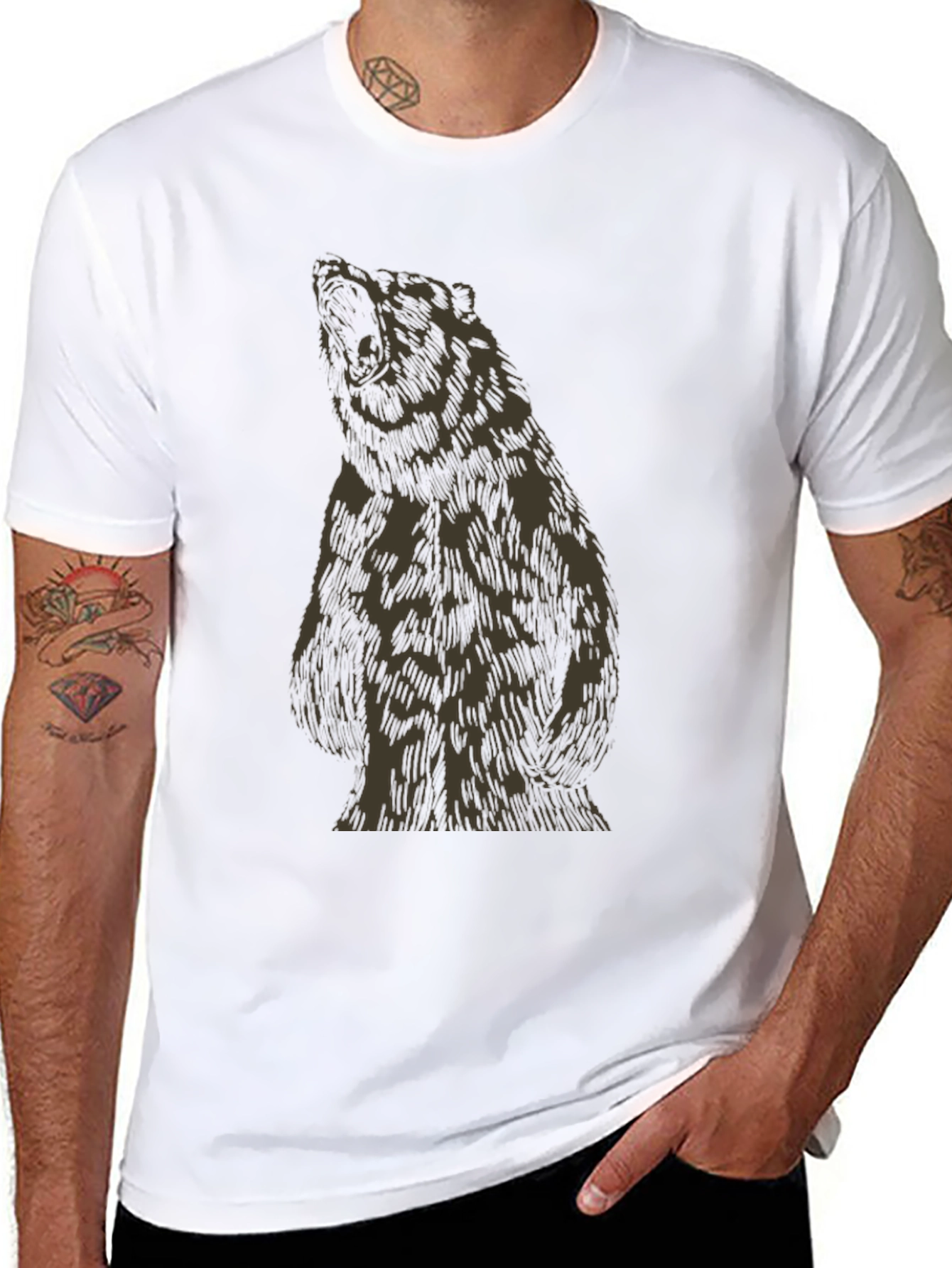 Bear Graphic Tee - Mens Black T-Shirt
