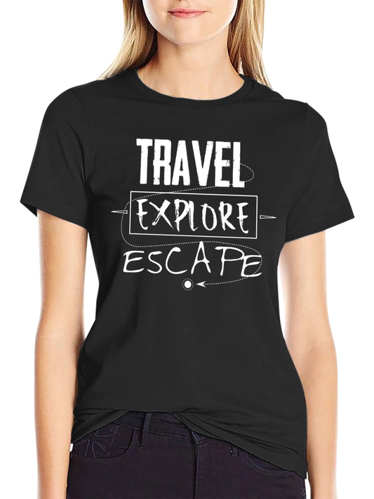 Travel Explore Escape Graphic Tee - Black