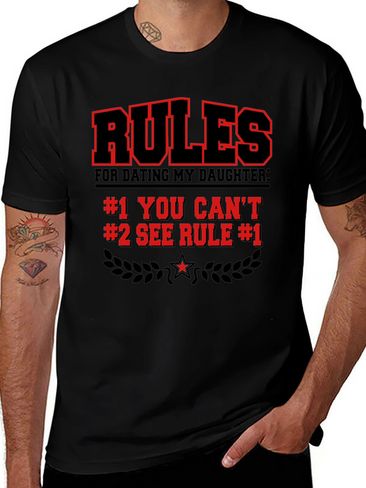 Dating My Daughter Rules Black Graphic T-Shirt