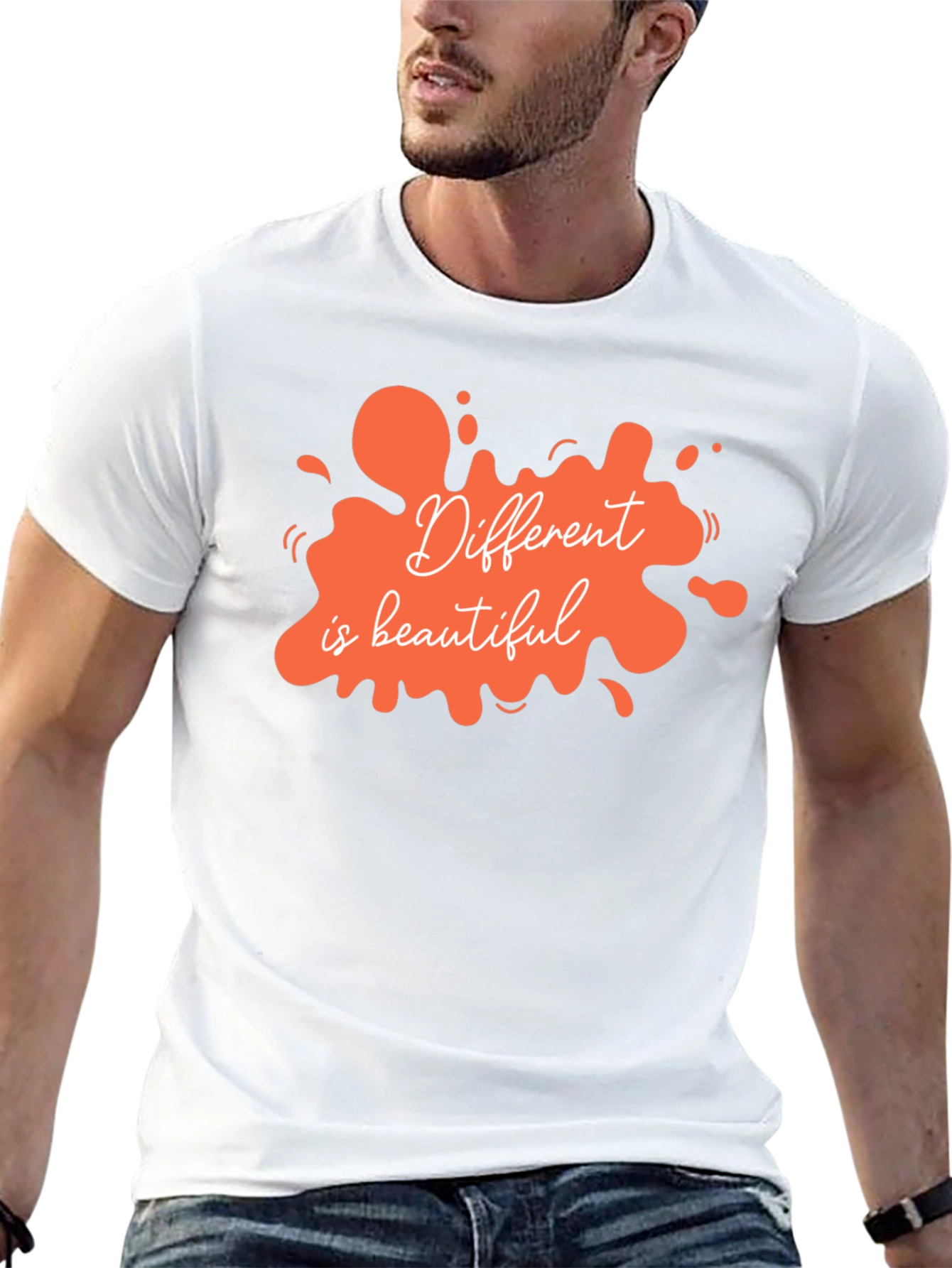 Unique Different is Beautiful Graphic Tee - Black