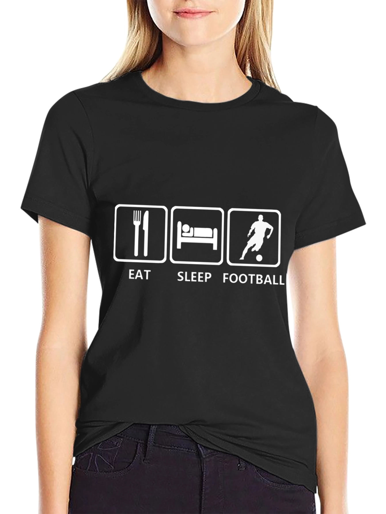Eat Sleep Football Black Graphic Tee