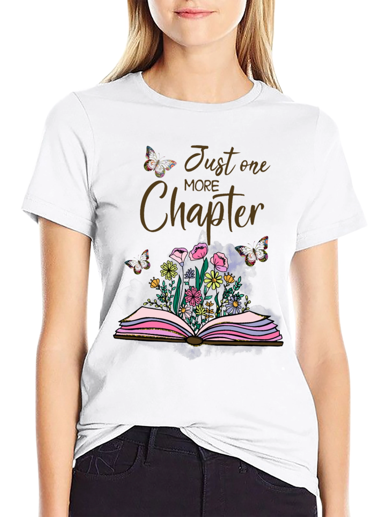 Just One More Chapter T-Shirt Book Lover Butterflies