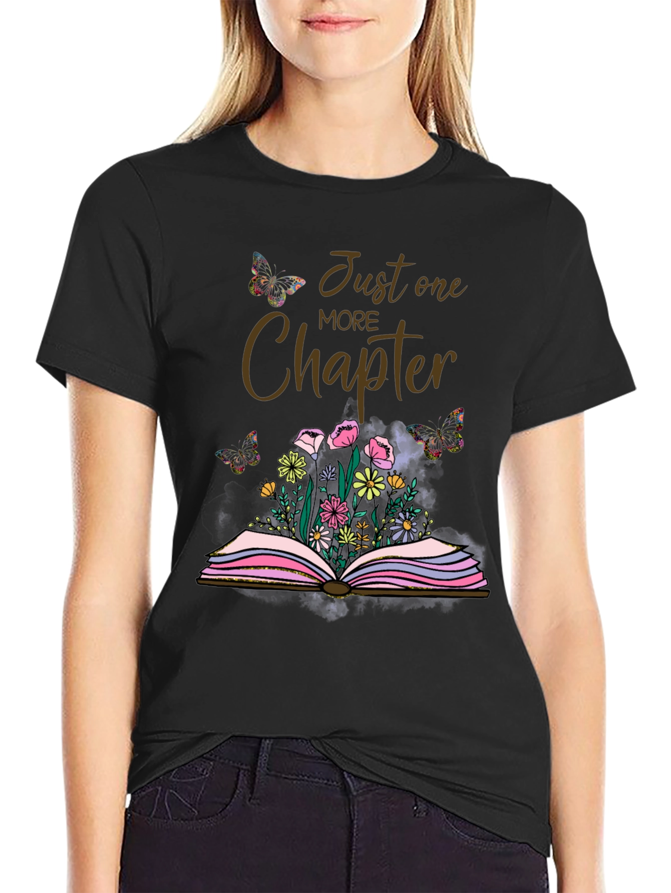 Just One More Chapter T-Shirt Book Lover Butterflies