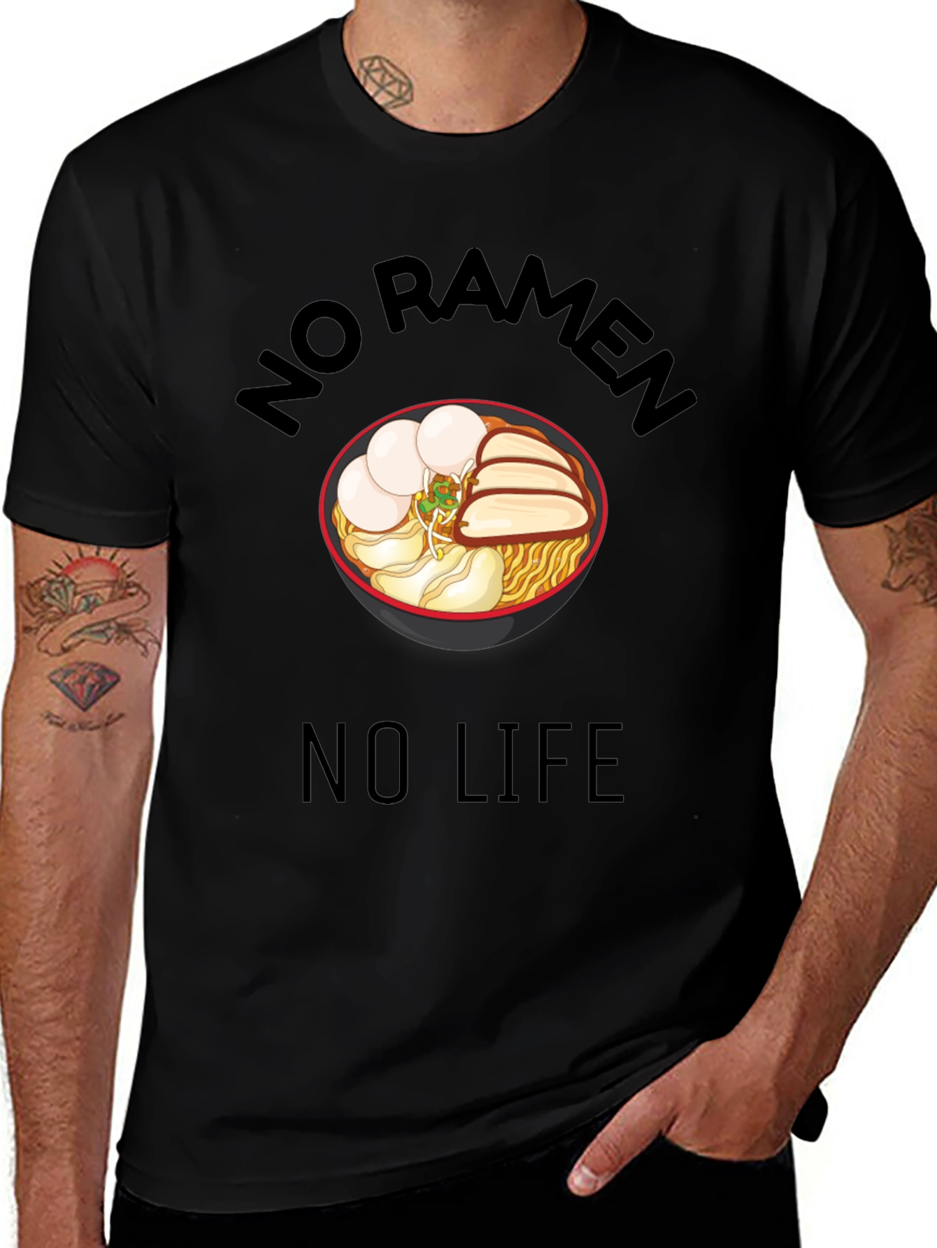 No Ramen No Life Black T-Shirt - Foodie Tee