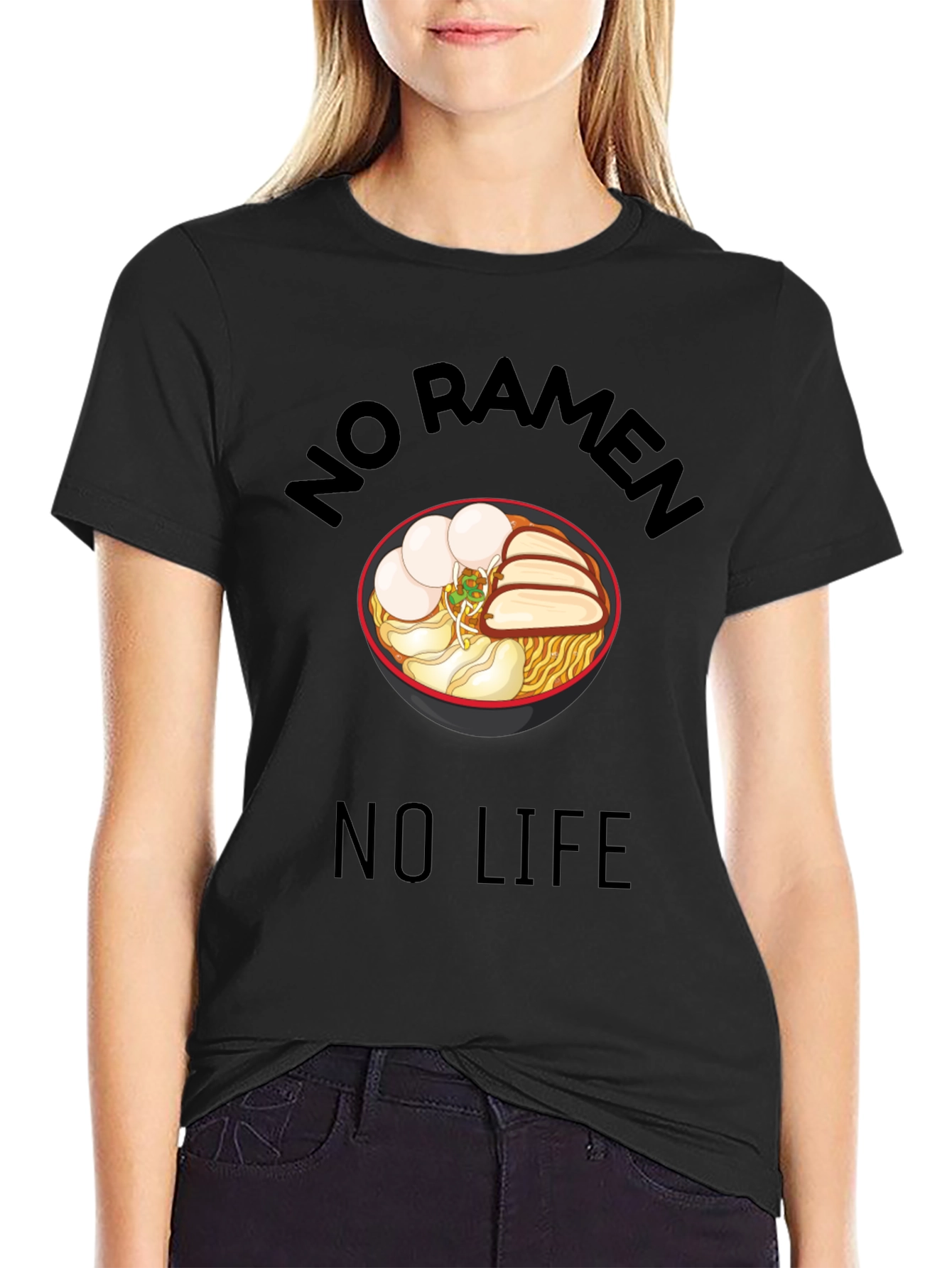 No Ramen No Life Black T-Shirt - Foodie Tee
