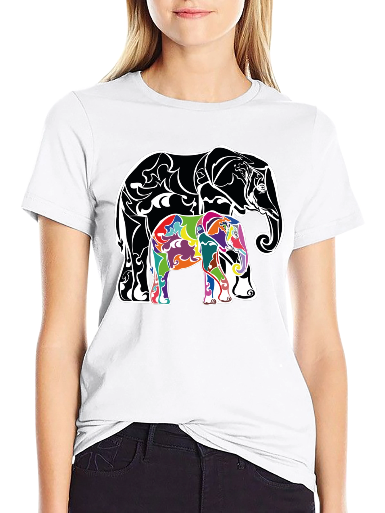 Elephant Graphic Print Tee - Stylish Animal Design T-Shirt
