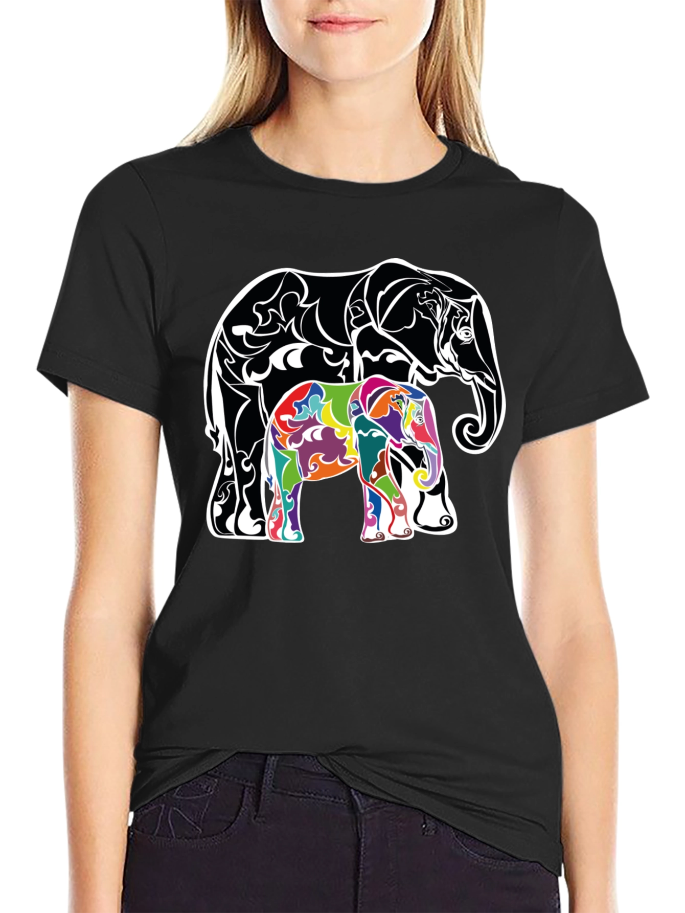 Elephant Graphic Print Tee - Stylish Animal Design T-Shirt