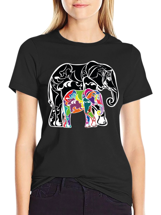 Elephant Graphic Print Tee - Stylish Animal Design T-Shirt
