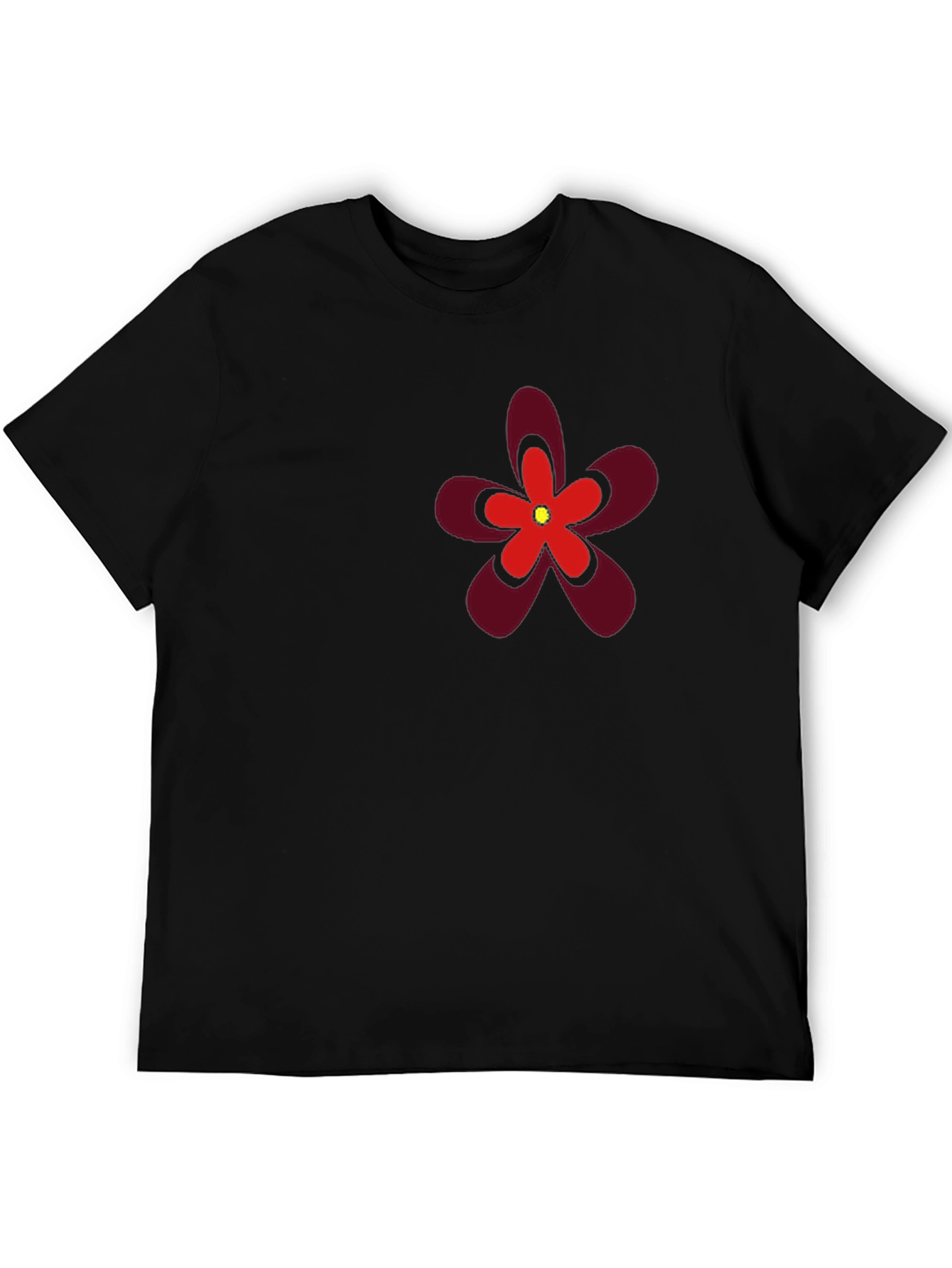 Bold Flower Graphic Tee - Black Cotton T-Shirt