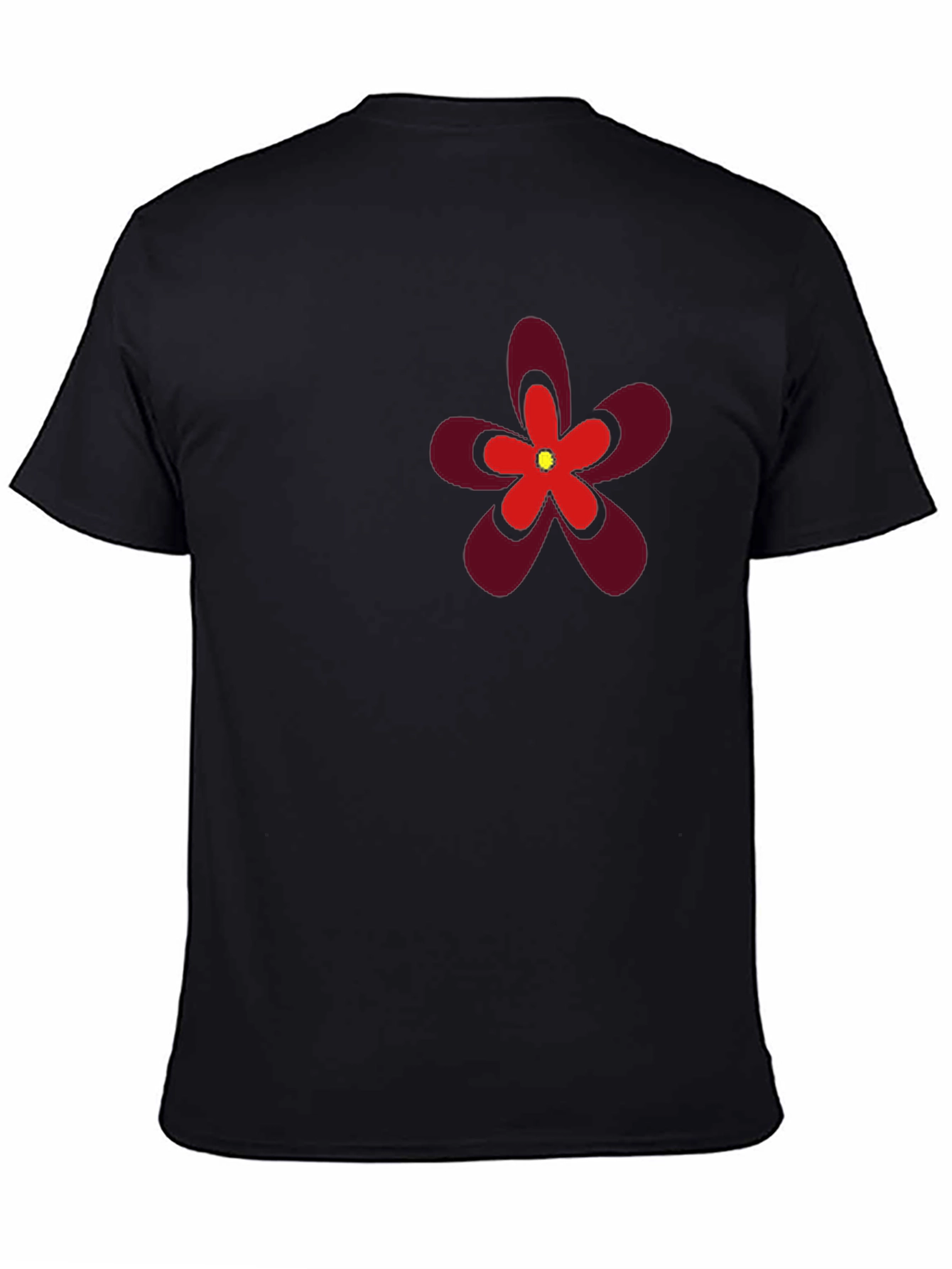 Bold Flower Graphic Tee - Black Cotton T-Shirt