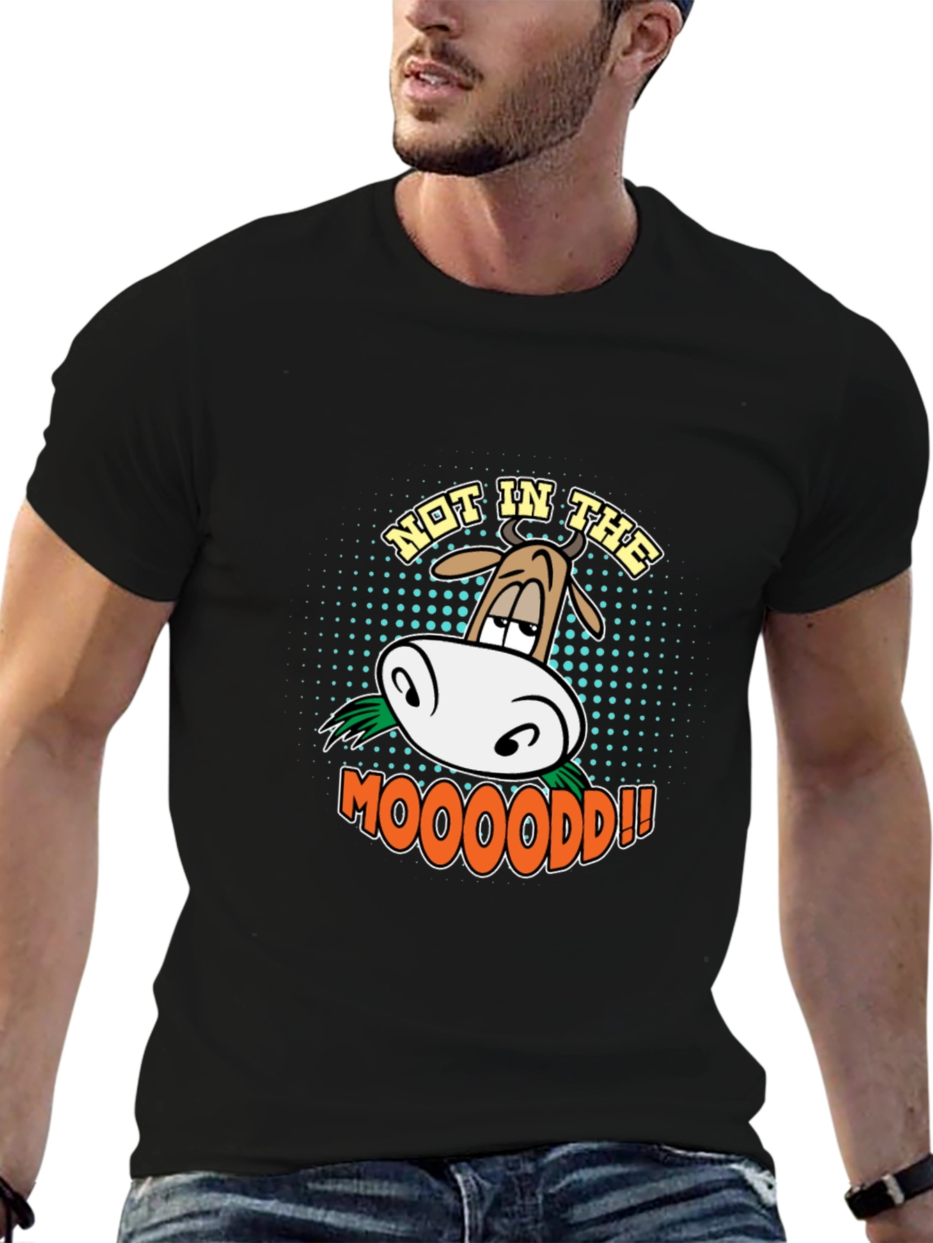 Not in the Mooood Funny Cow Graphic T-Shirt