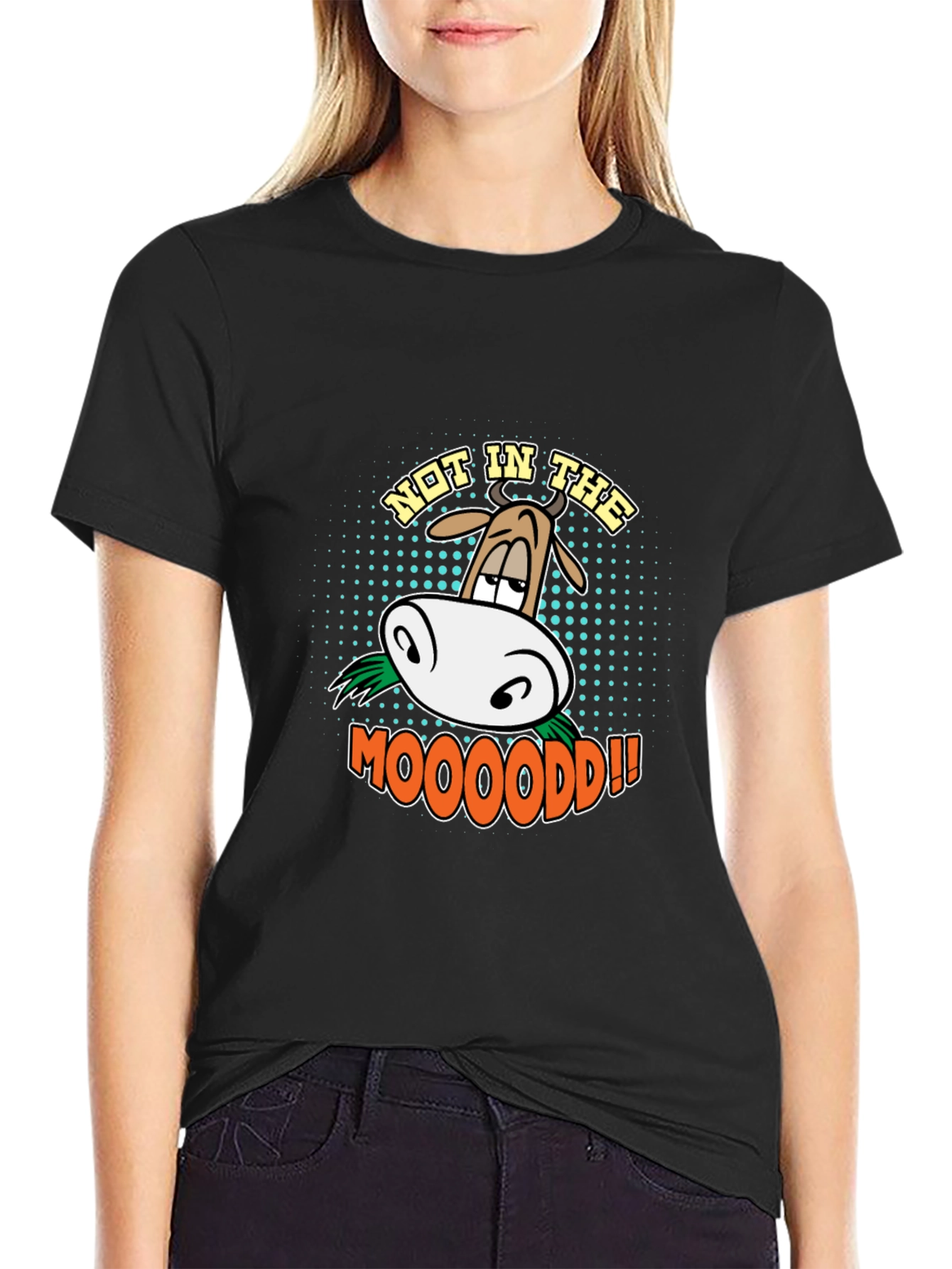 Not in the Mooood Funny Cow Graphic T-Shirt