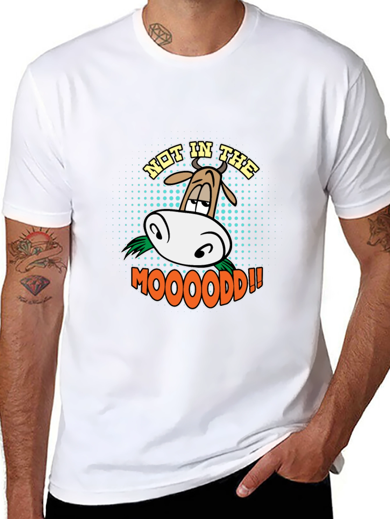Not in the Mooood Funny Cow Graphic T-Shirt