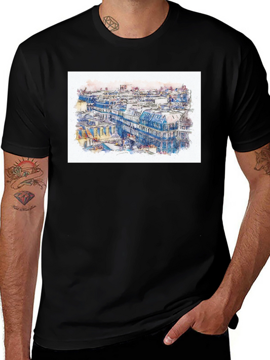 Paris Watercolor T-Shirt - Urban Art Tee