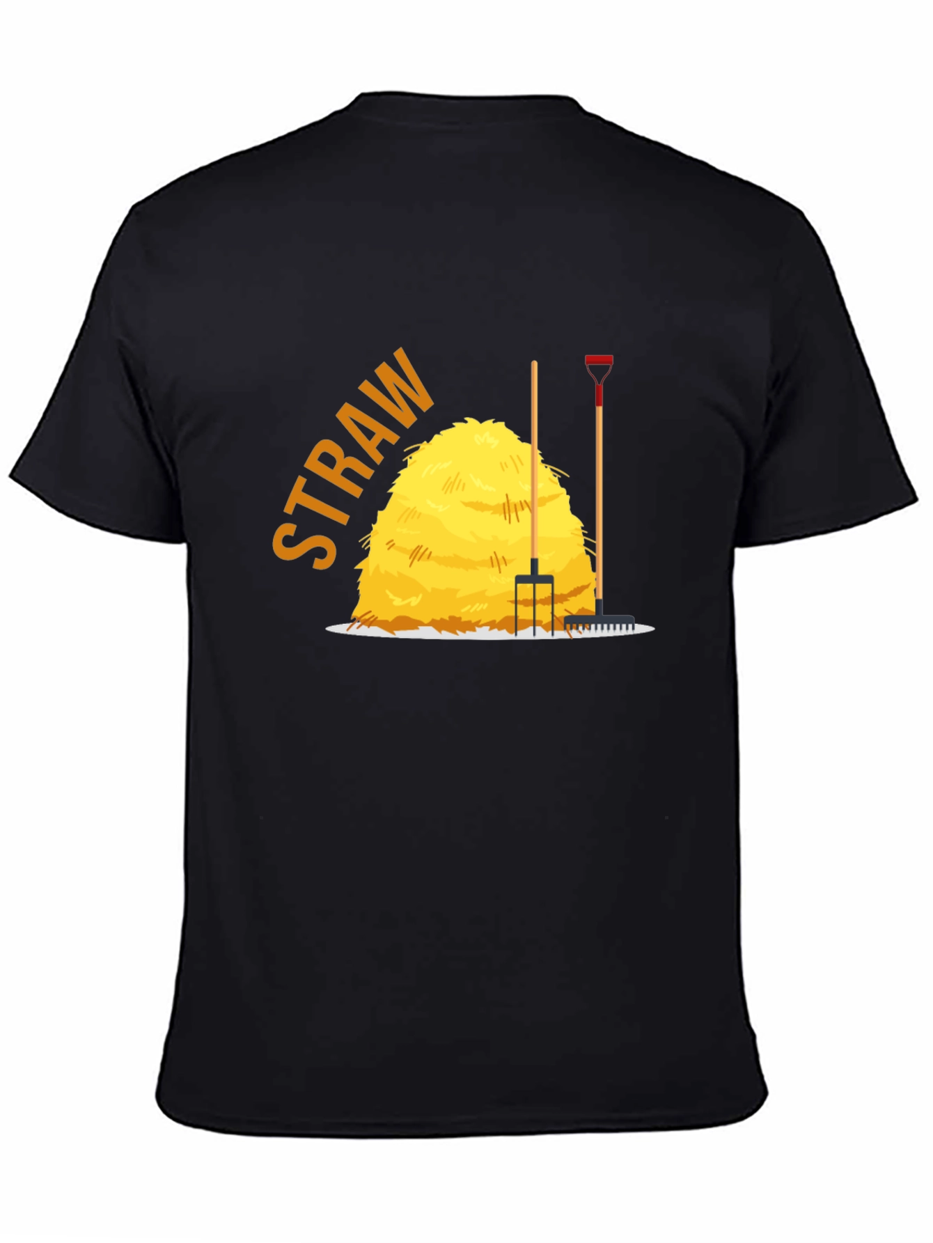 Mens Straw Bale Graphic Tee - Black Cotton