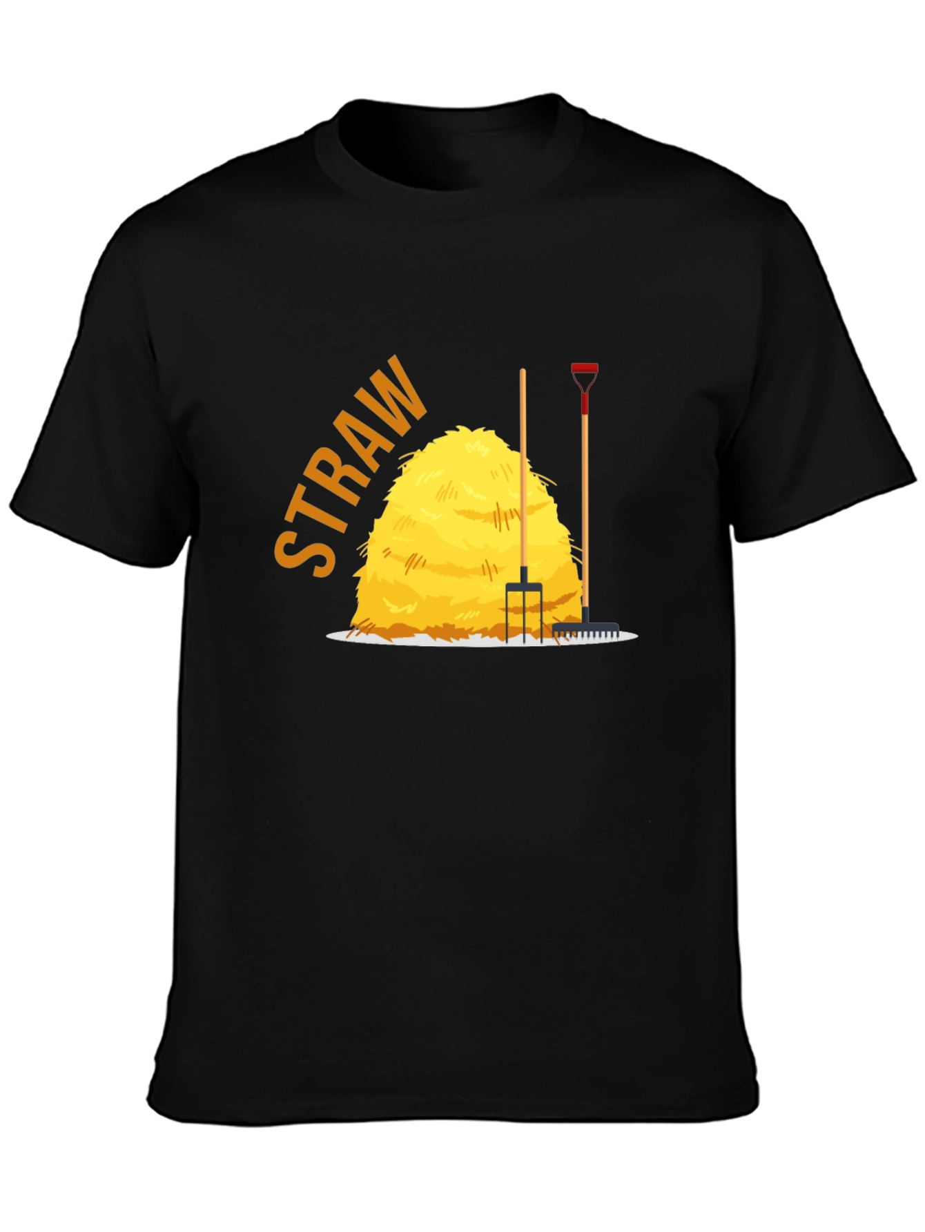 Mens Straw Bale Graphic Tee - Black Cotton