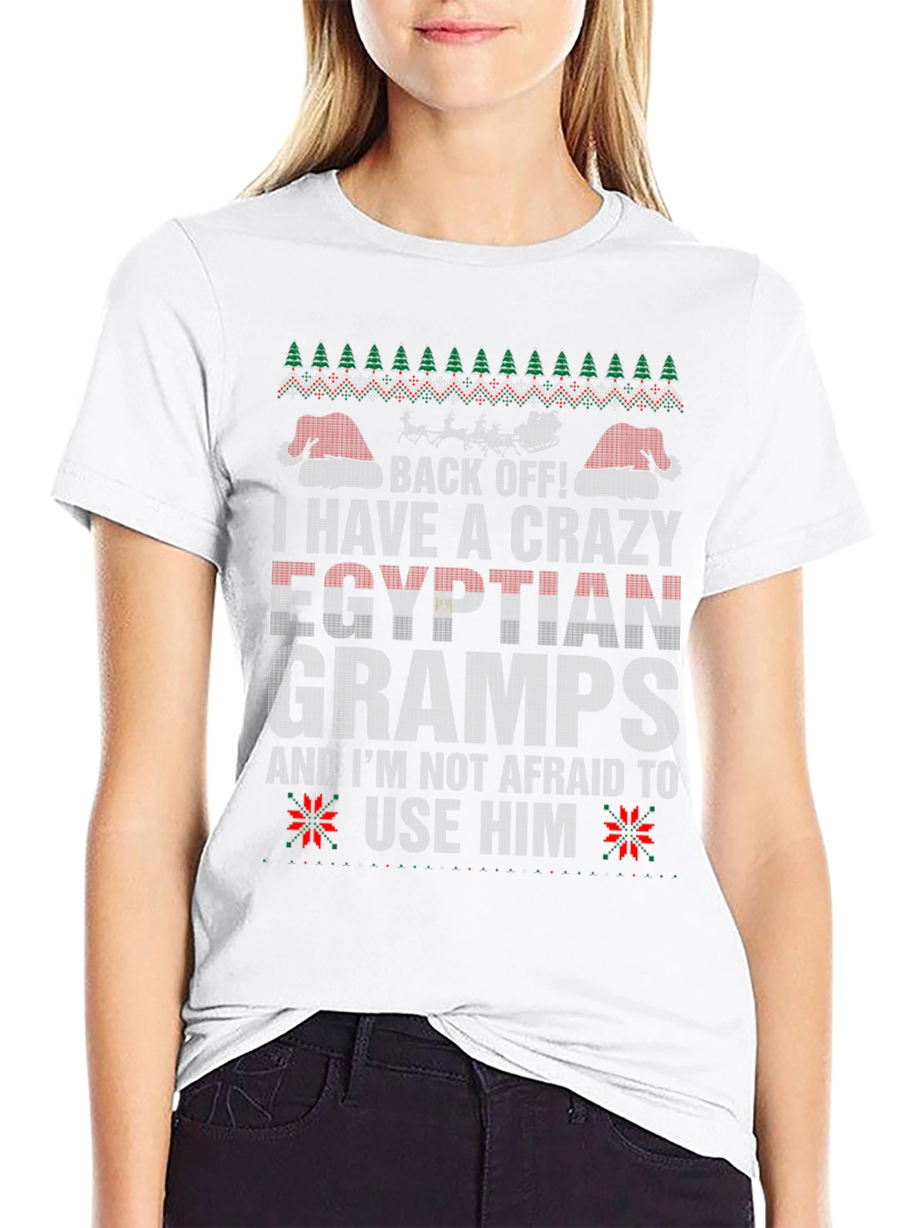 Crazy Egyptian Gramps Ugly Christmas T-Shirt