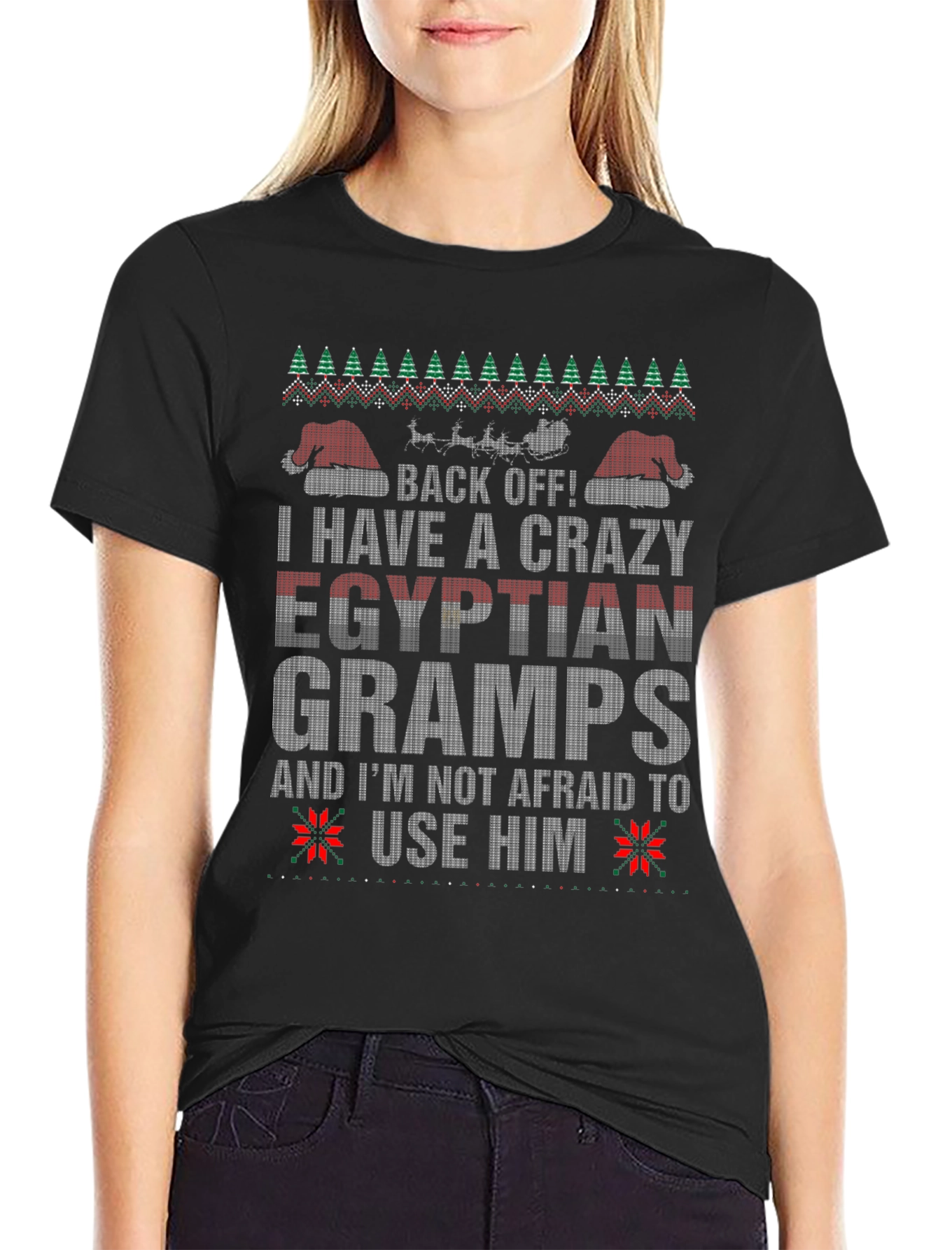 Crazy Egyptian Gramps Ugly Christmas T-Shirt