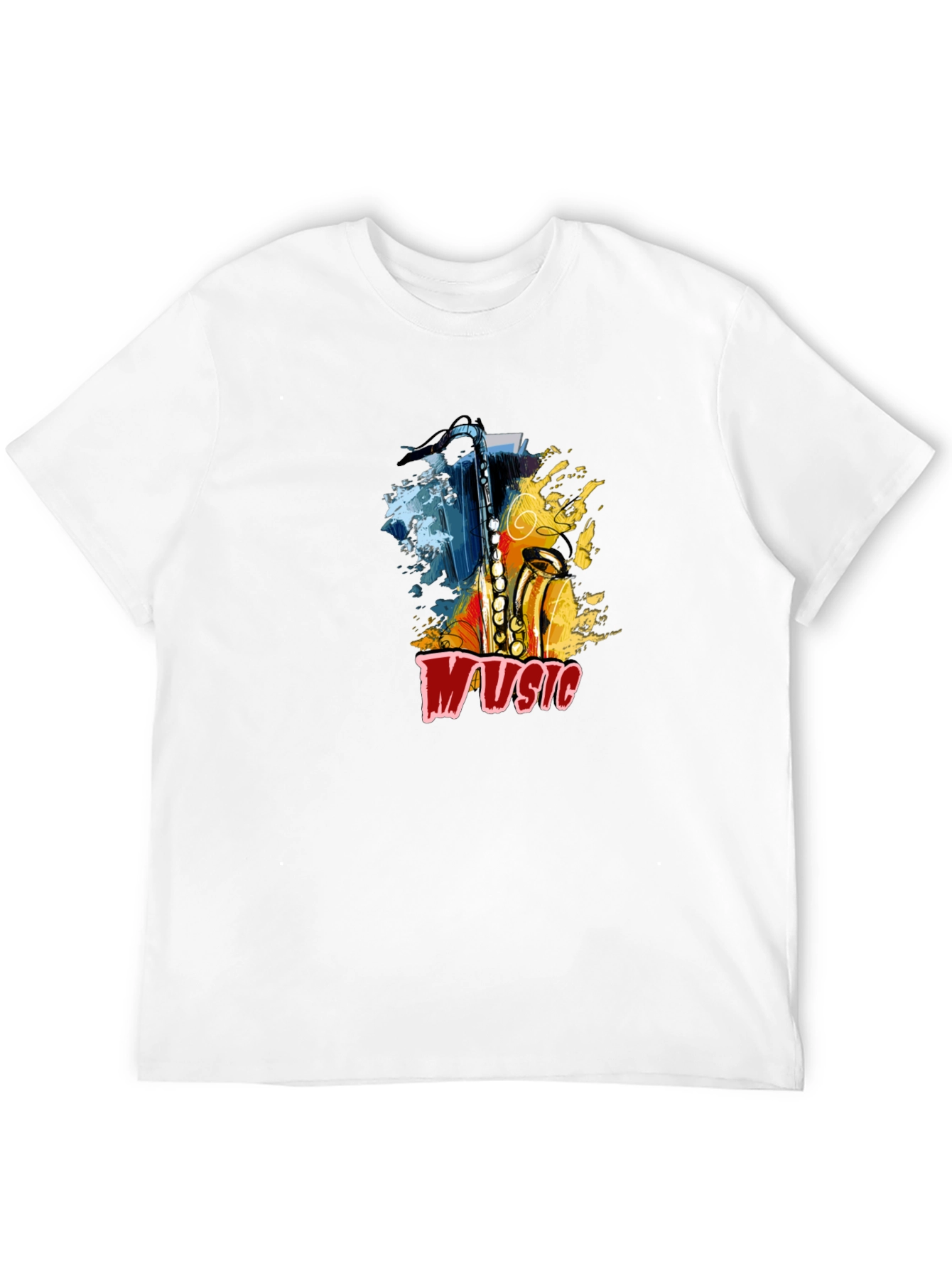 Saxophone Music Graphic Tee - Black Cotton T-Shirt