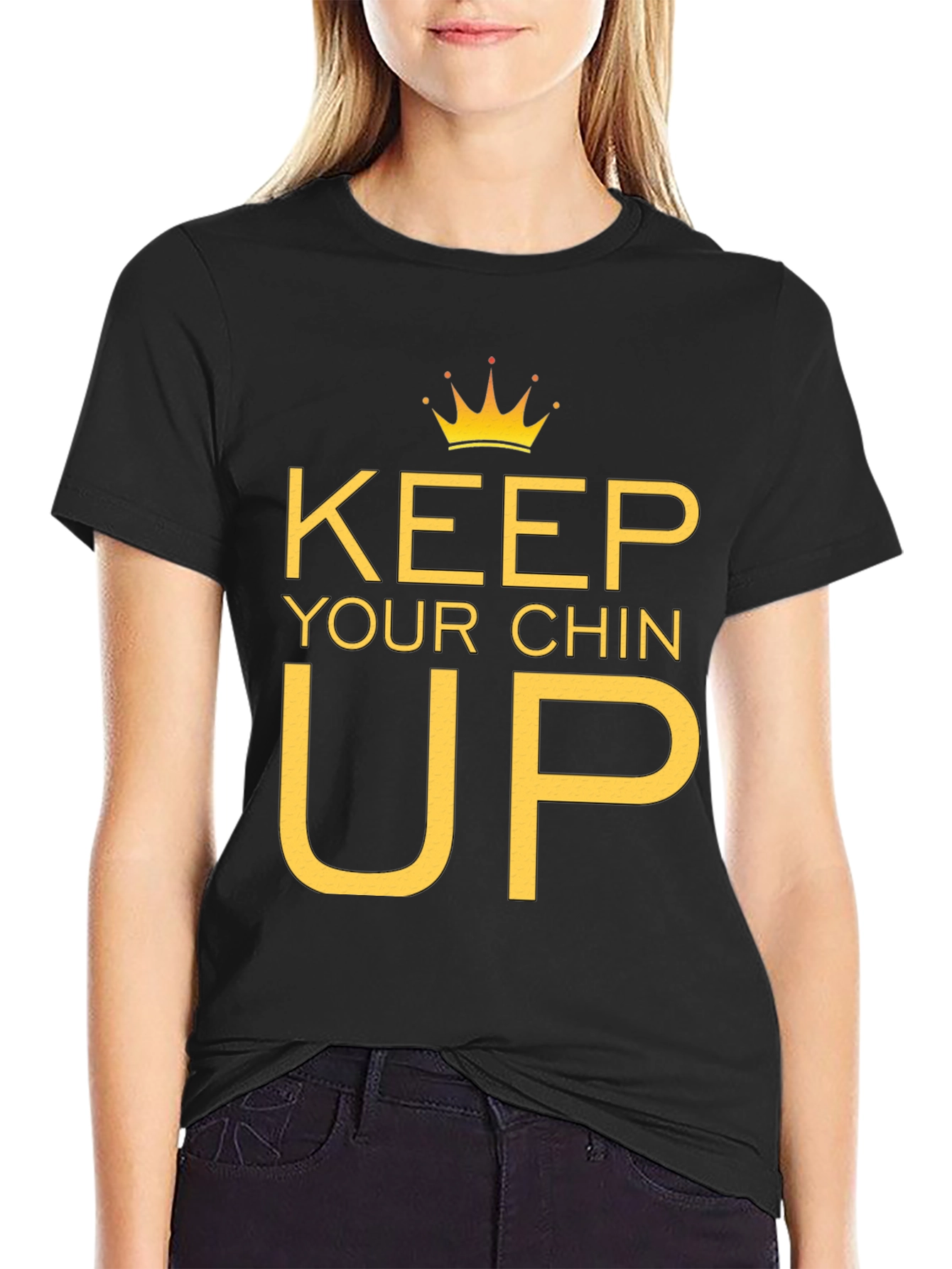 Keep Your Chin Up Graphic Tee - Black