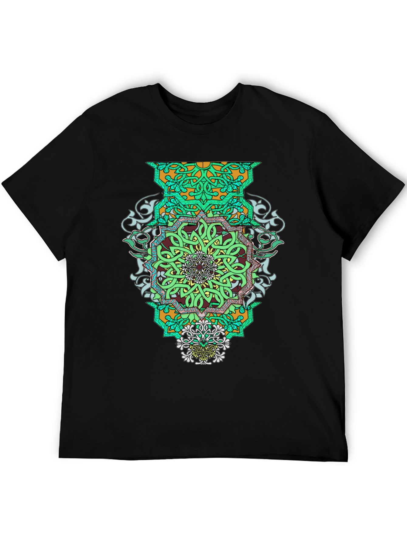 Geometric Mandala Graphic Tee - Stylish Mens Black T-Shirt