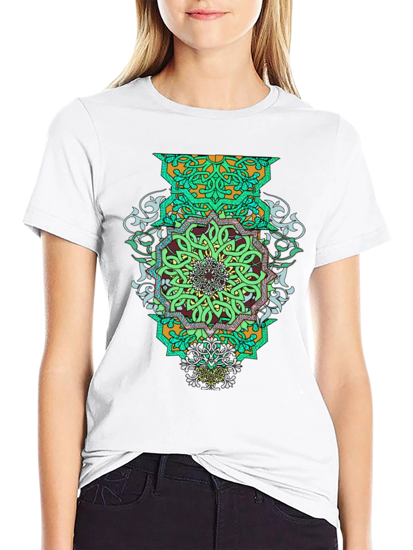 Geometric Mandala Graphic Tee - Stylish Mens Black T-Shirt