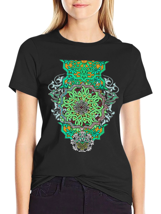 Geometric Mandala Graphic Tee - Stylish Mens Black T-Shirt