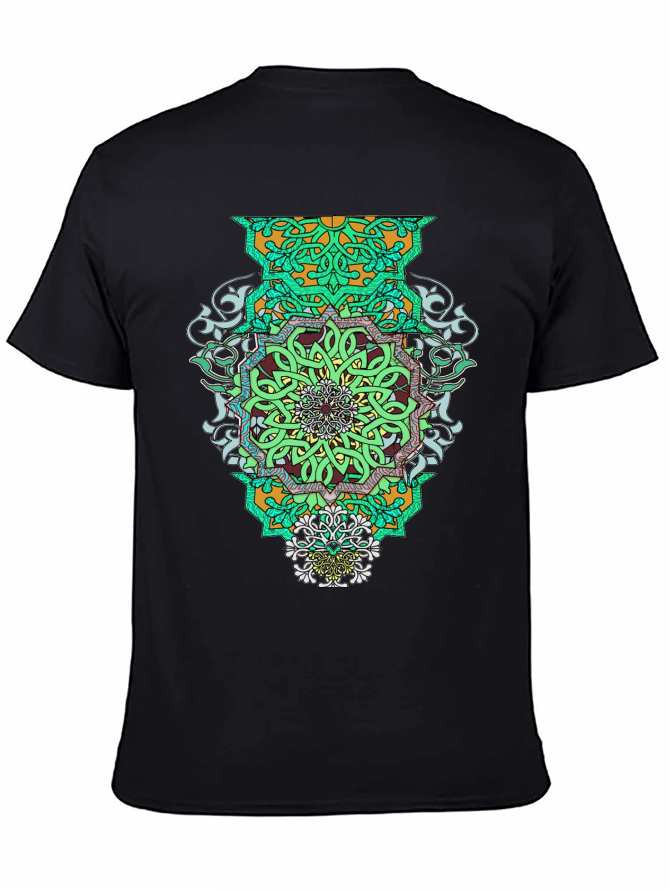 Geometric Mandala Graphic Tee - Stylish Mens Black T-Shirt